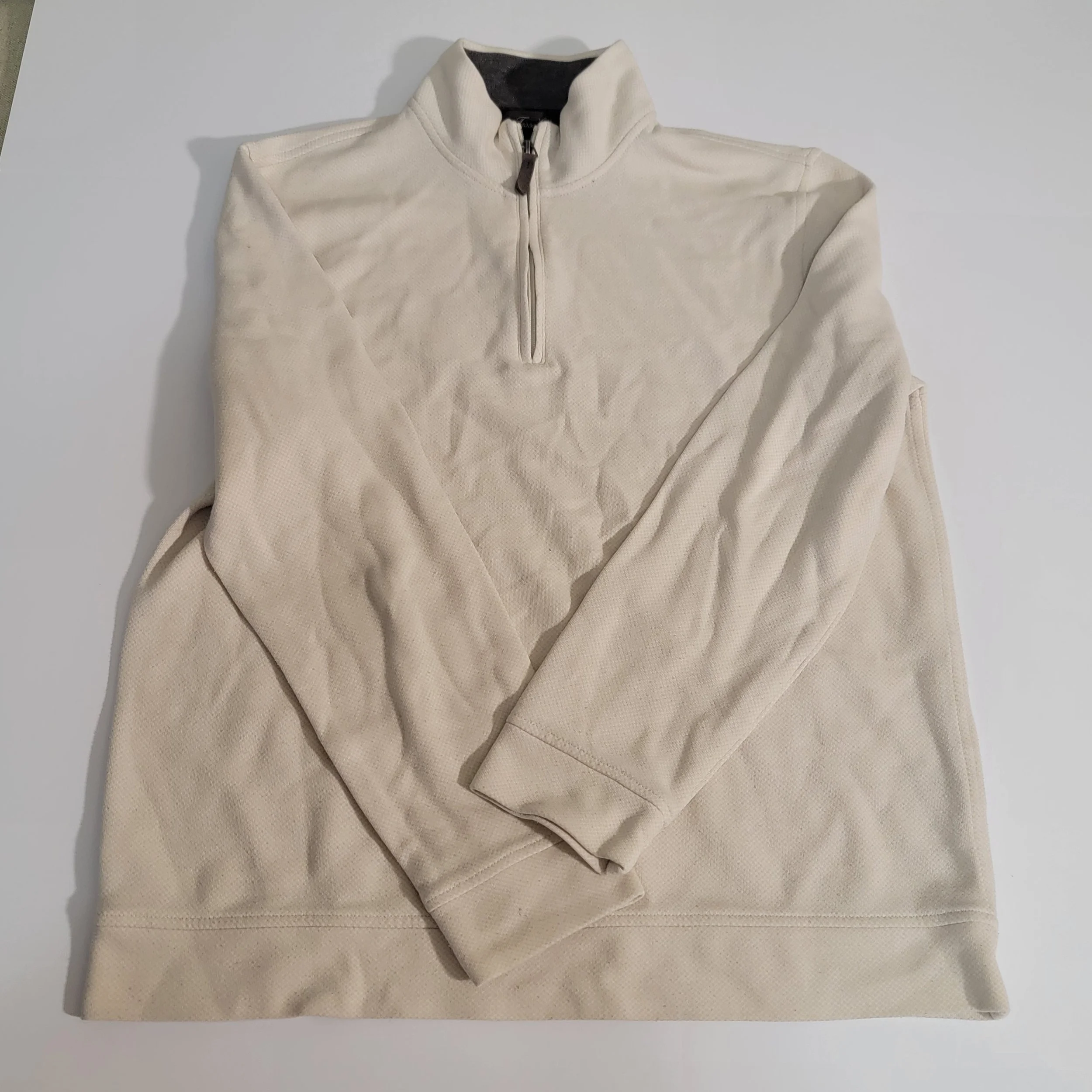 Tasso Elba quartee Zip Mens Large creme color