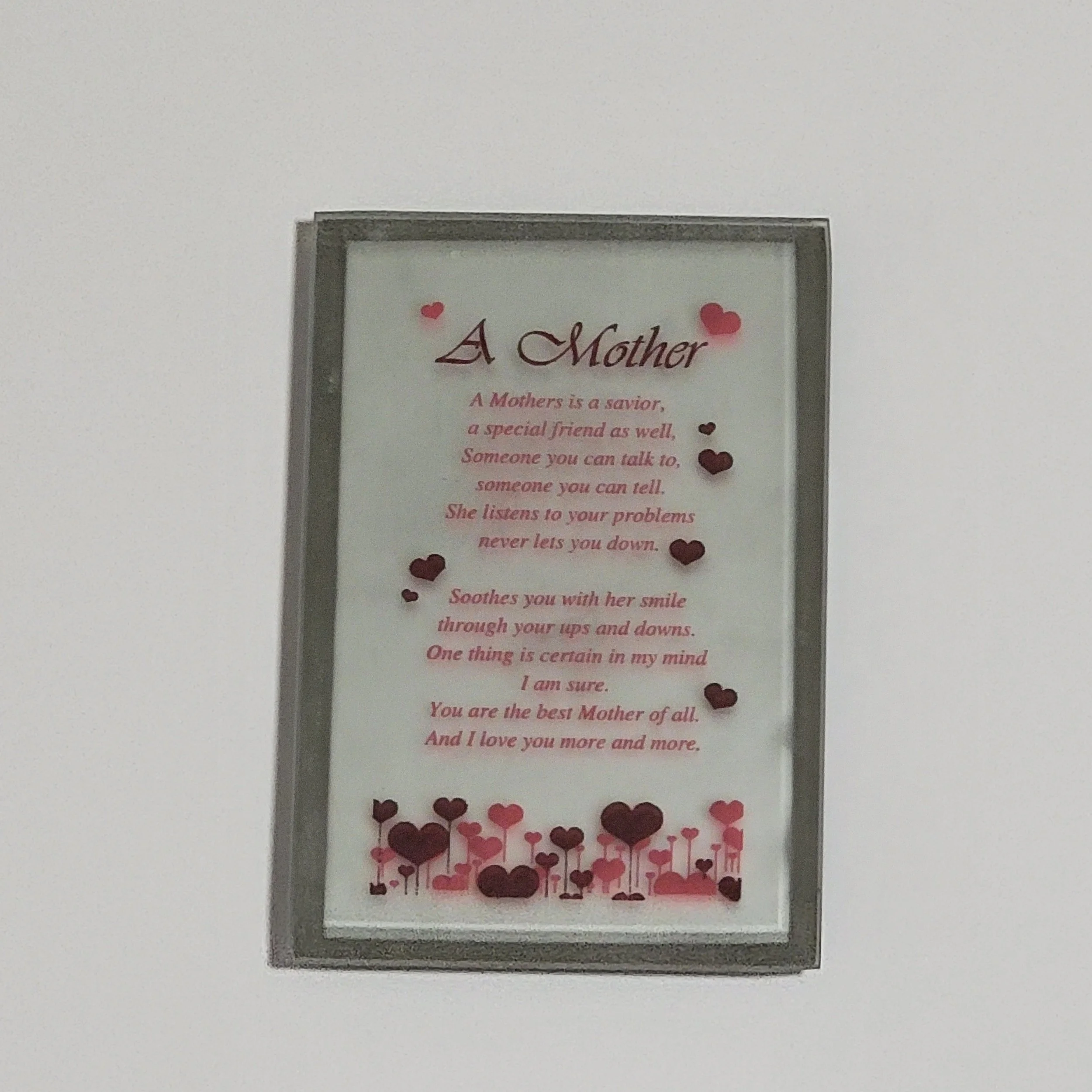 A Mother is... Glass inscription