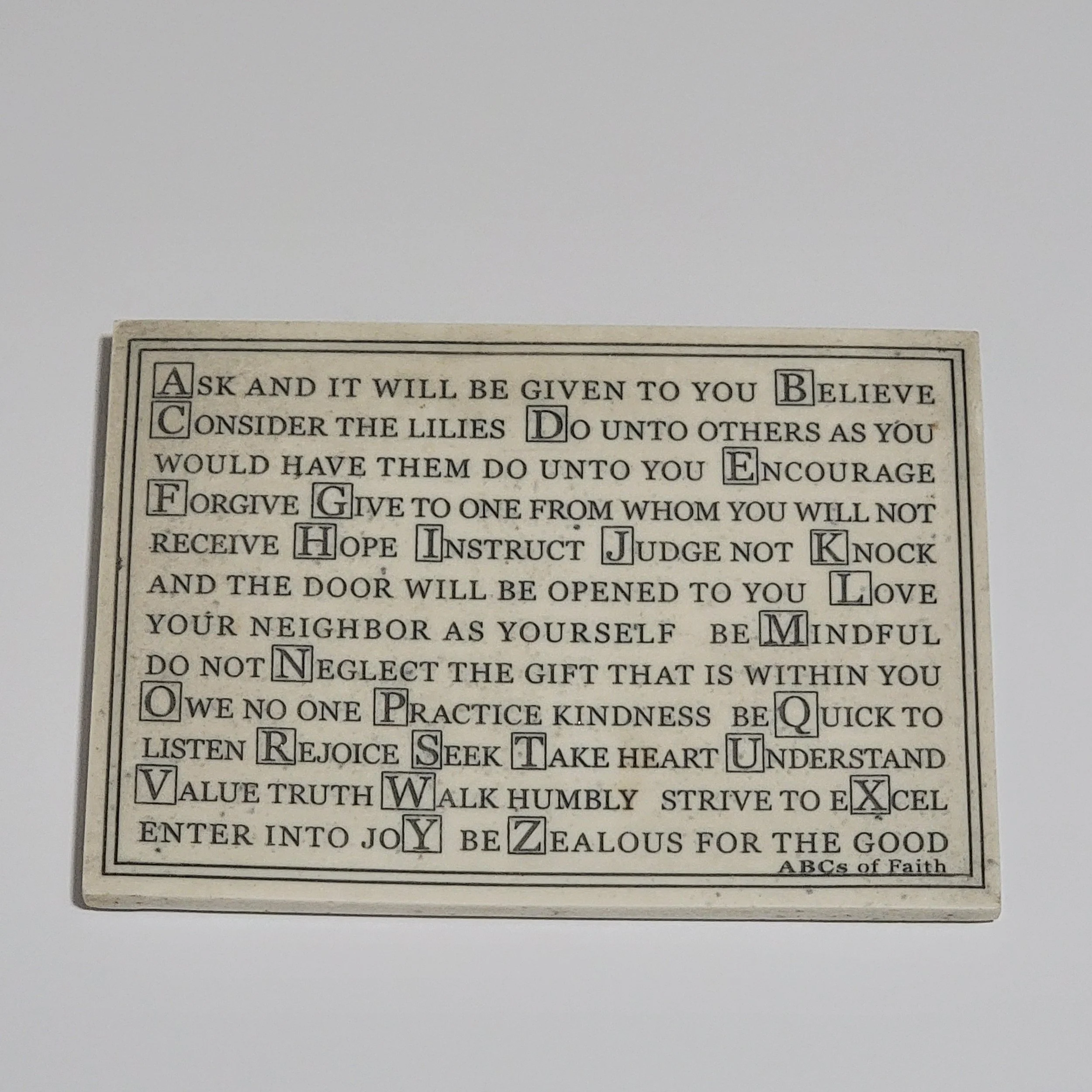Stone ABC's of Faith plaque