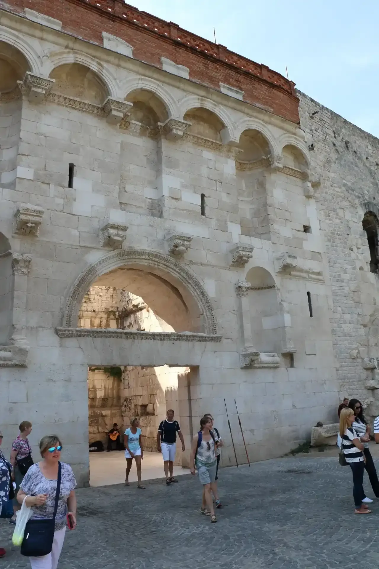 The Golden Gate (Porta Aurea), the monumental northern entrance to Diocletian’s Palace in Split, Croatia, featuring Roman stone arches and medieval architectural details.
