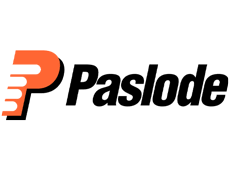Paslode logo with an orange and white stylized 'P' and black text.