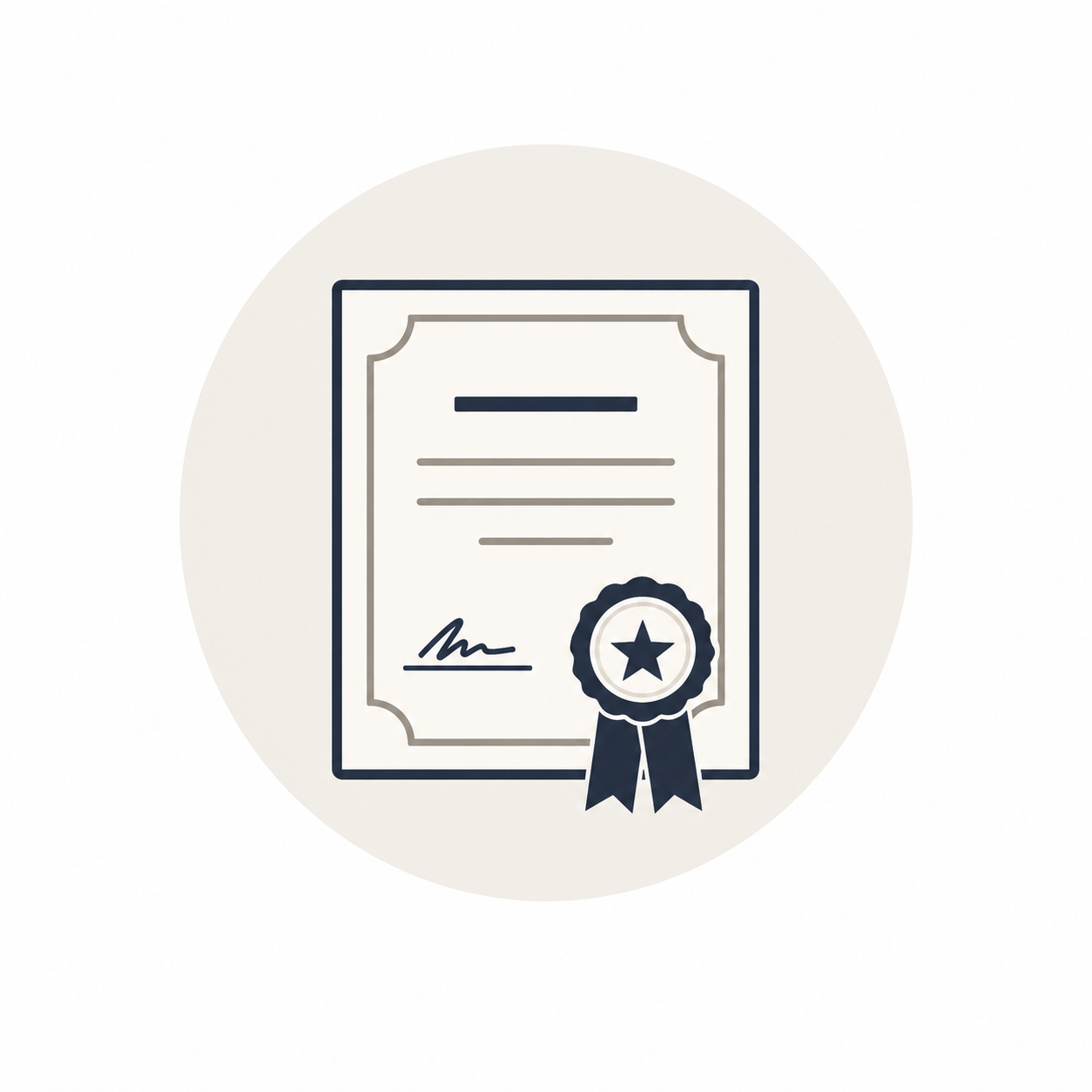 Professional certificate representing credentials and continuing development
