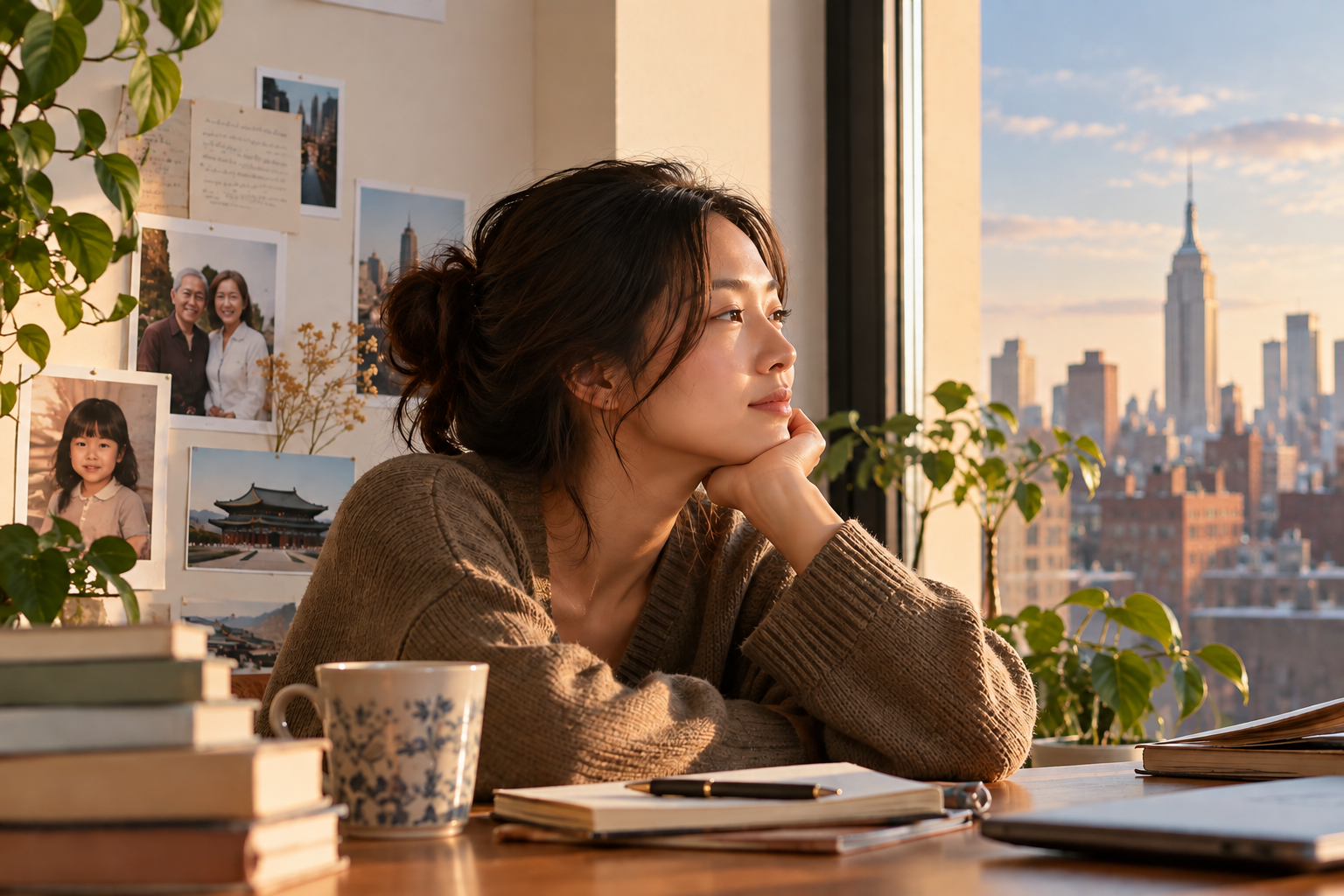 Adult child of immigrant in nyc reflecting after online therapy