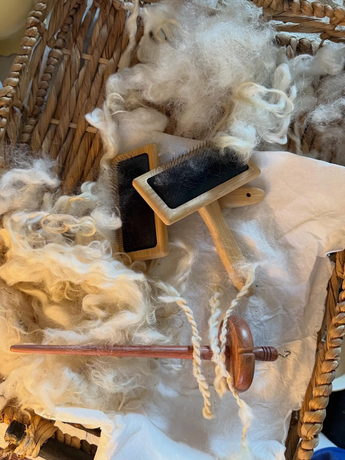 It&rsquo;s a process! 🐑 Learning how to turn our babydoll and valais wool into something to appreciate for years to come. Such a cool learning curve.