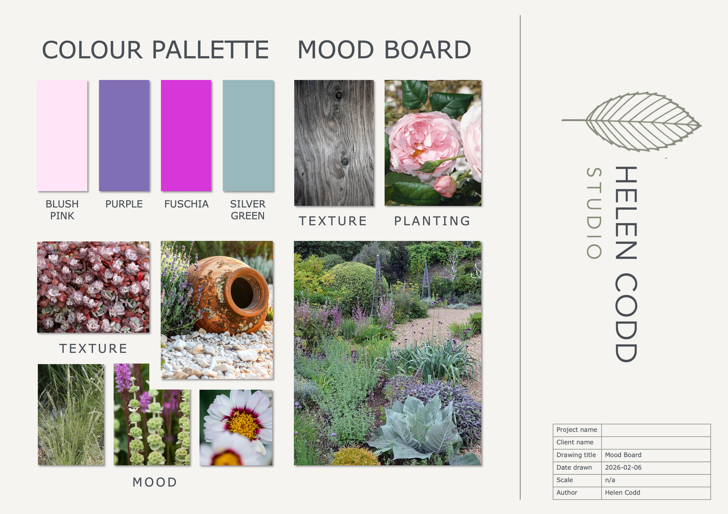 Mood board for gravel garden space