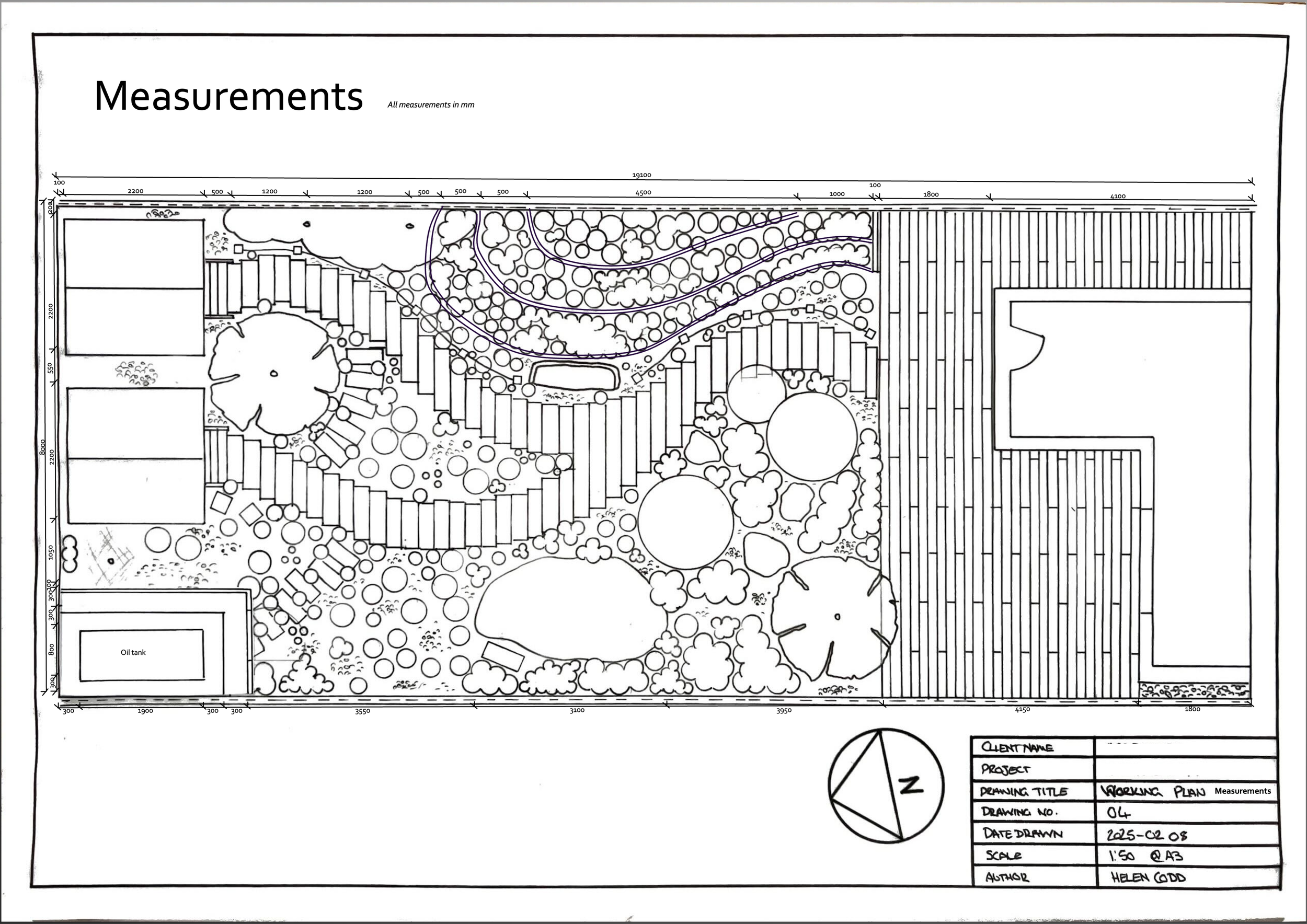 Coastal garden inspired by the South coast - Working plan - Measurements