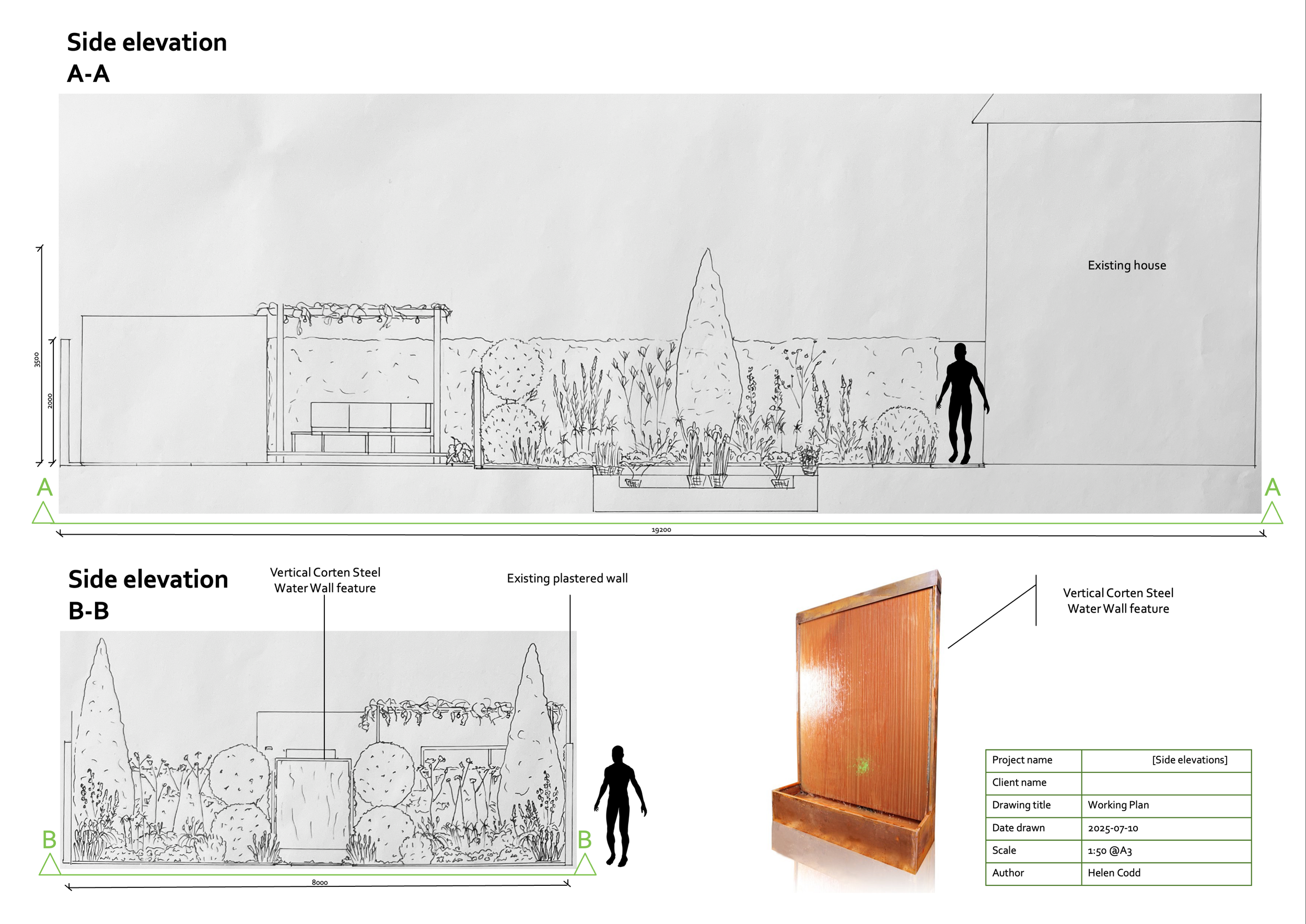 Modern garden with cool tones, clean lines and a sunken wildlife pond - Elevations.png