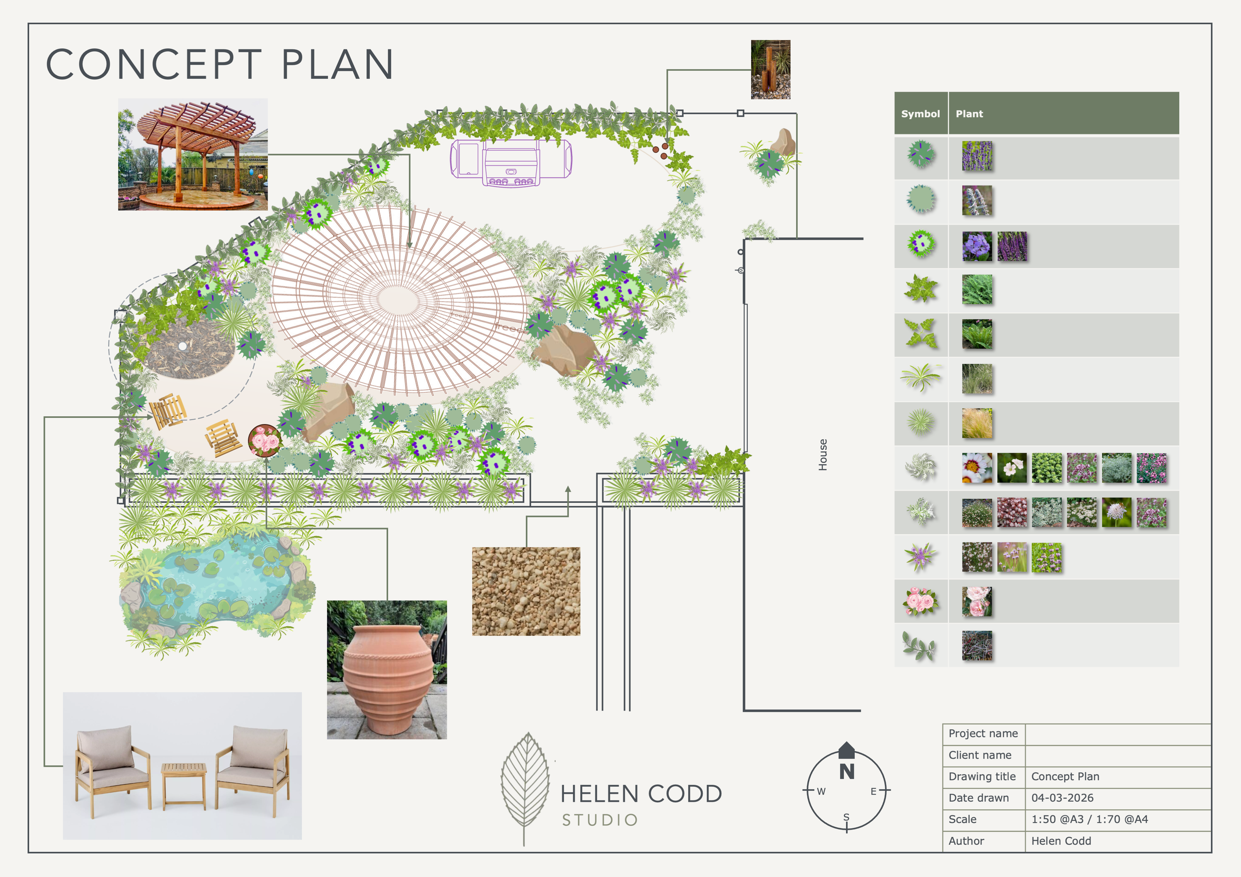 Concept plan of gravel garden space