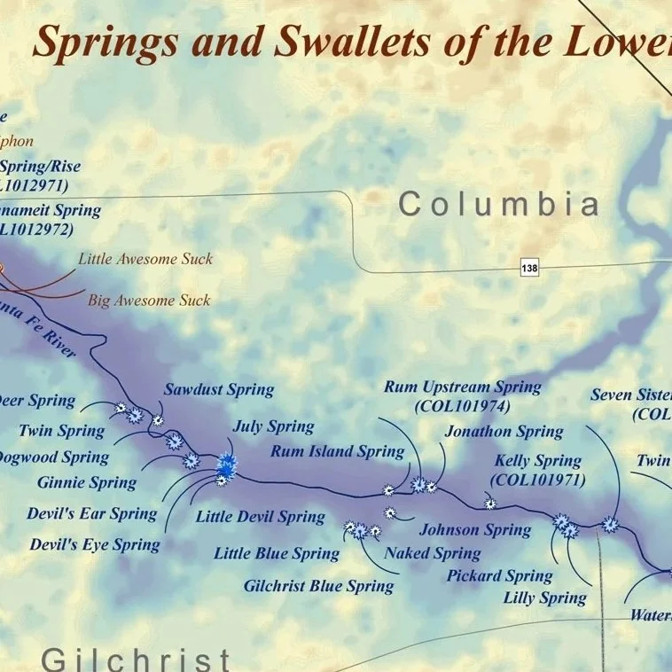 Map of Santa Fe River springs and swallets