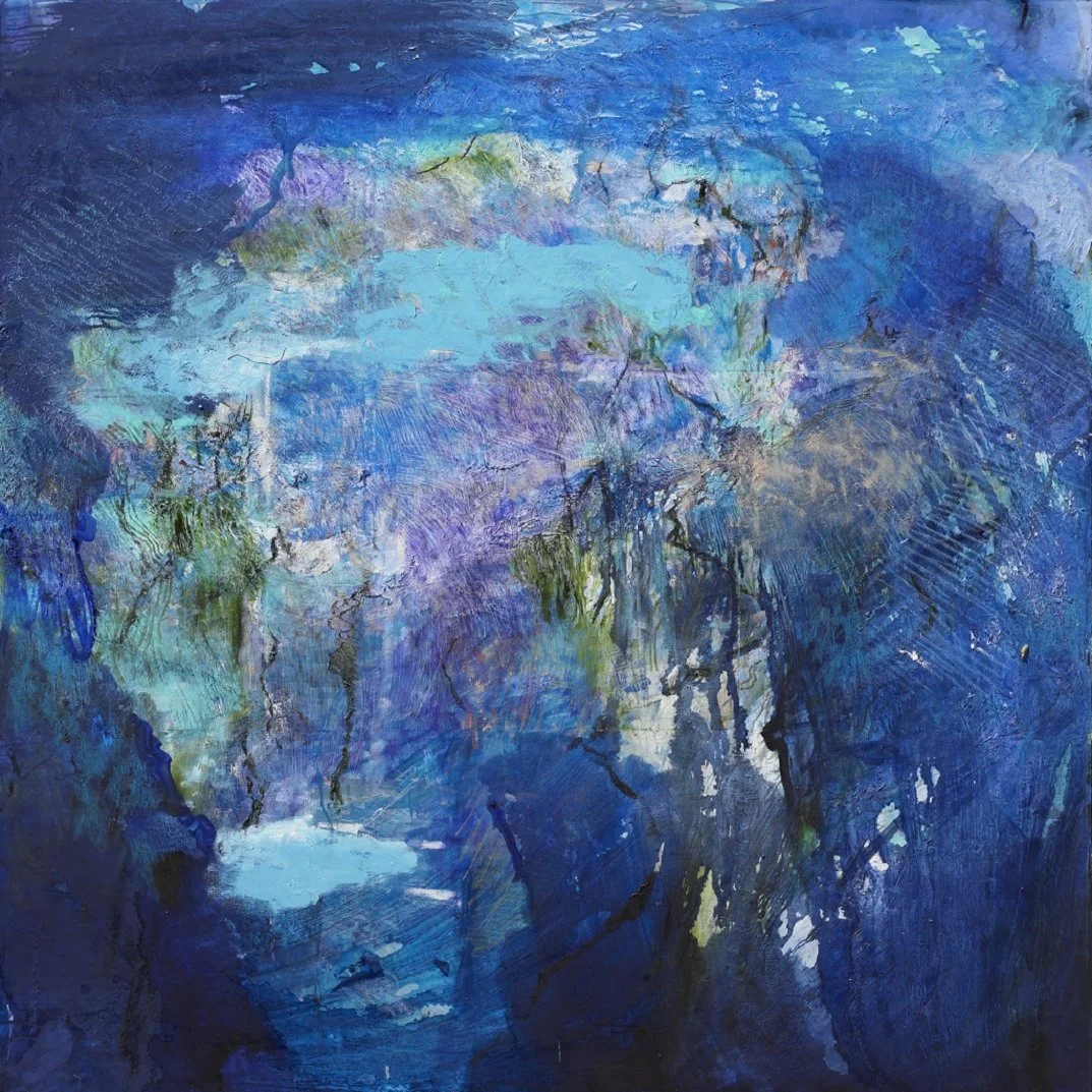 Abstract blue painting inspired by springs