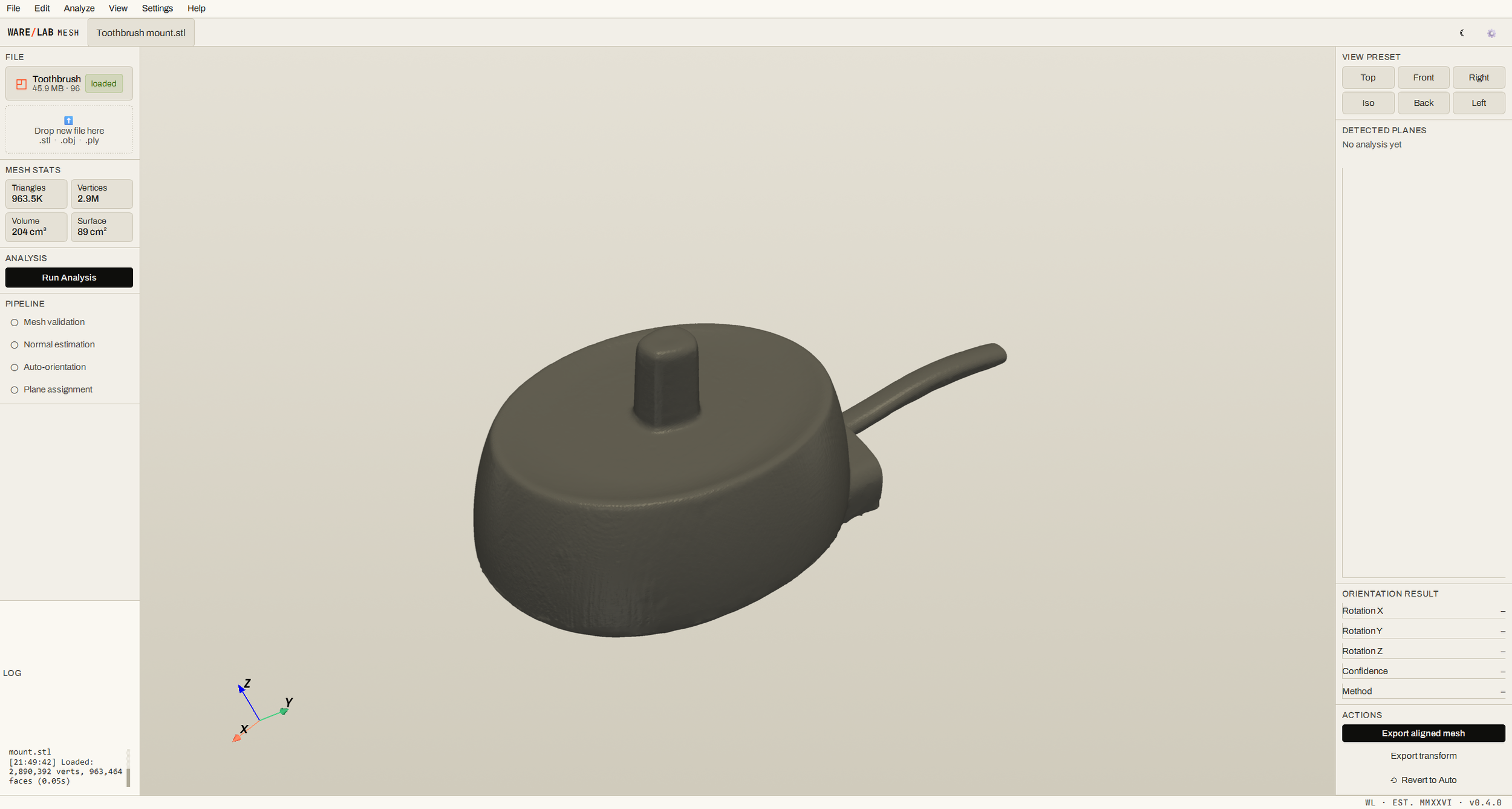 A 3D model of a watering can viewed from above with a rounded body, a short spout, and a removable lid on top.