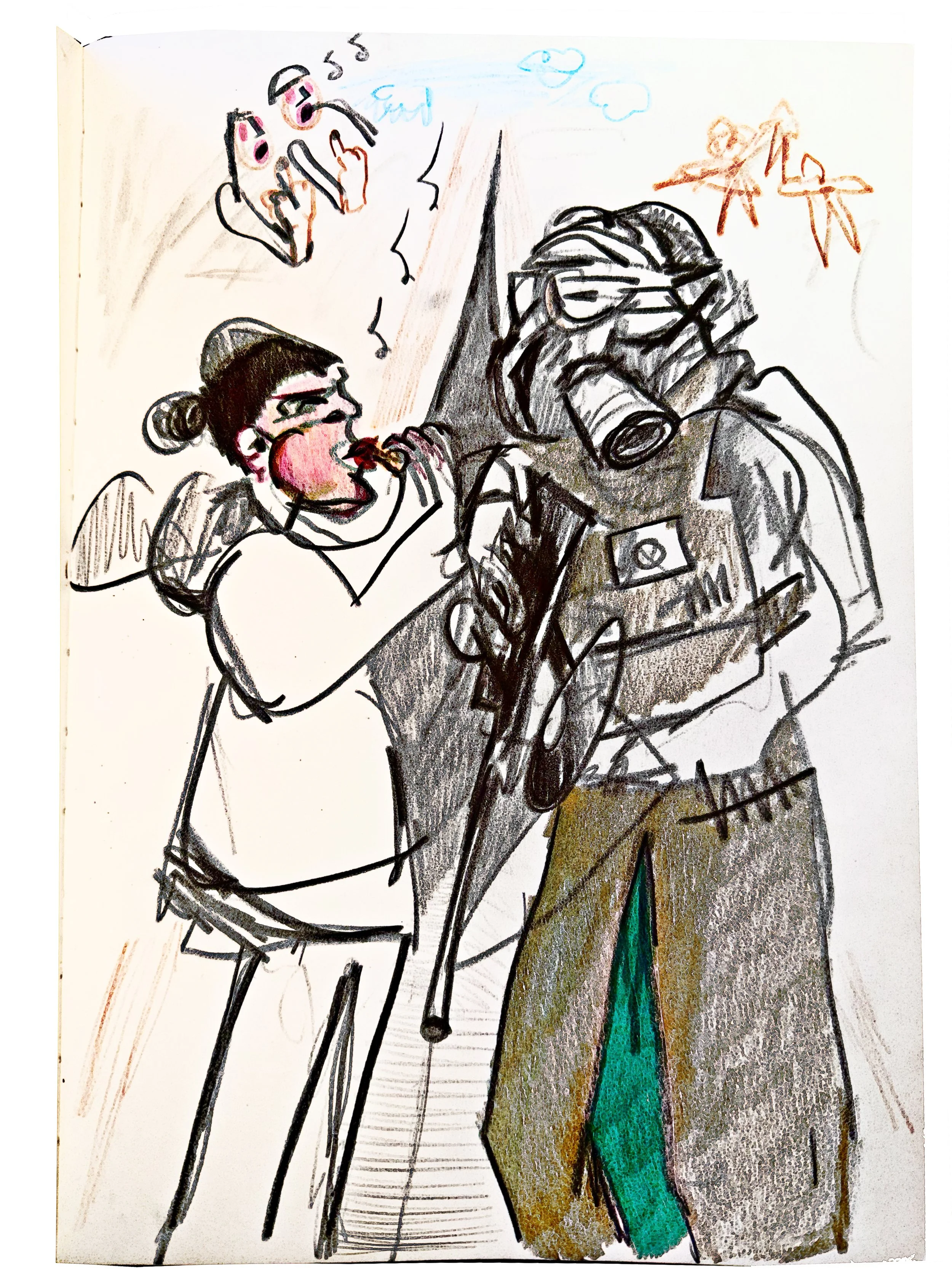 01_12_26 daytime war, Whistle blown in daytime war, ink and colored pencil on paper notebook.jpg