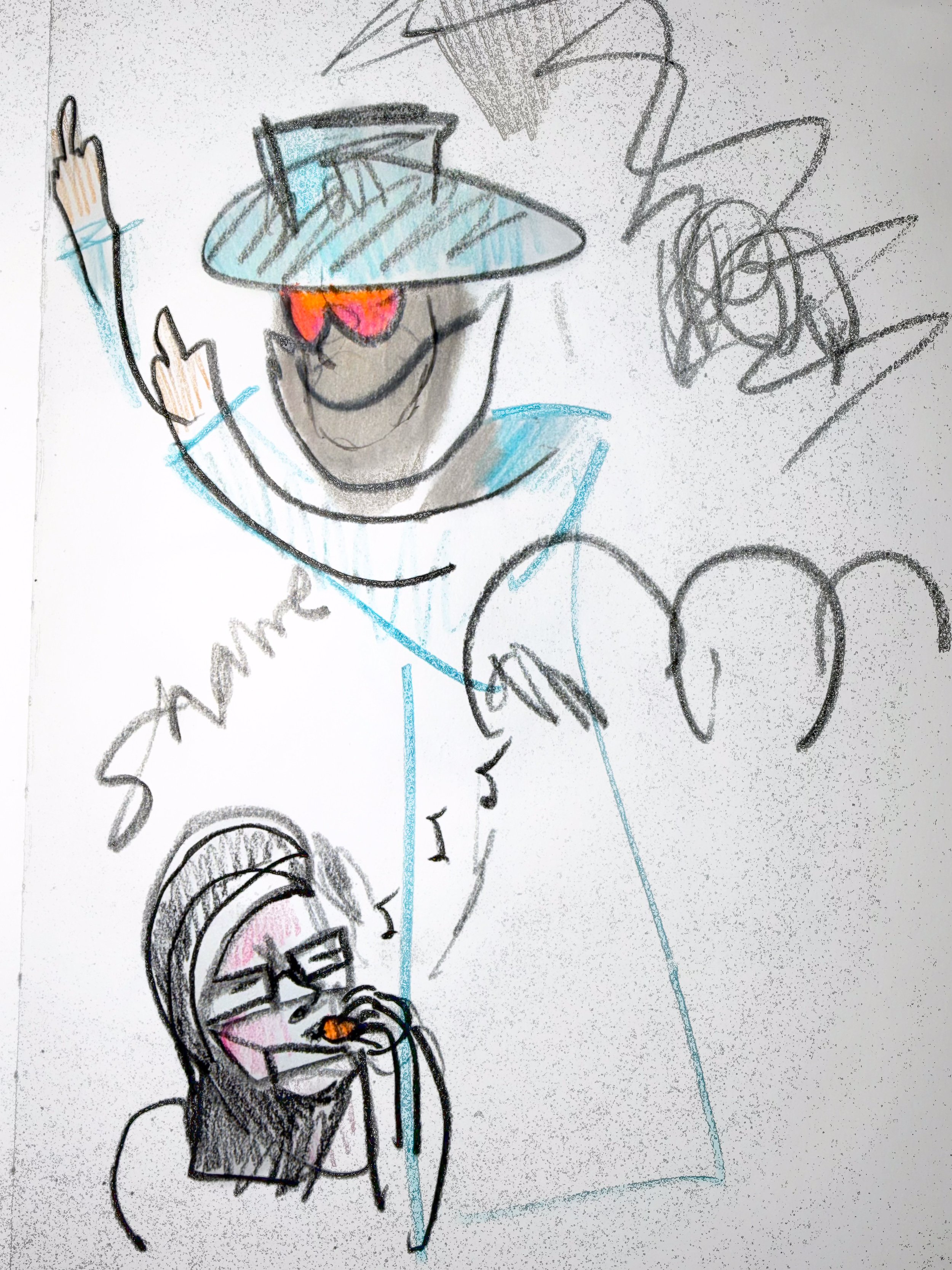 01_12_24 daytime war, Blue cowboy protests and flicks off ice in the streets while they gas.jpg