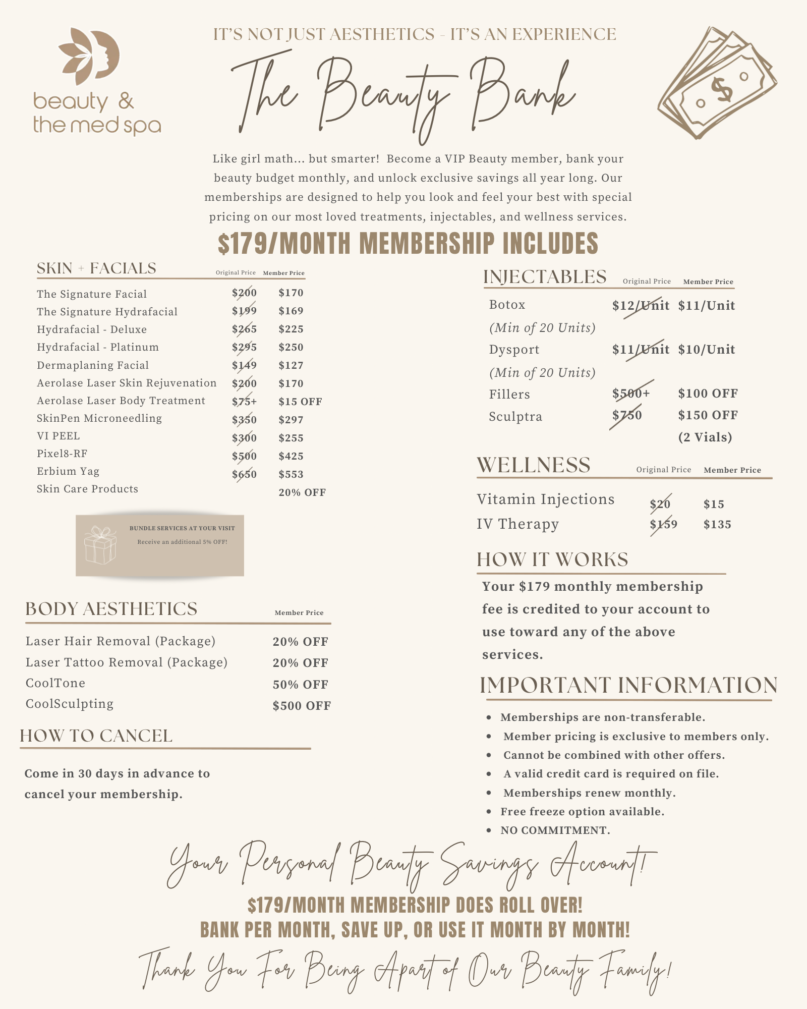 Beauty Bank Membership at Beauty and the Med Spa.