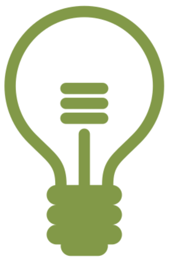 Green light bulb icon on black background