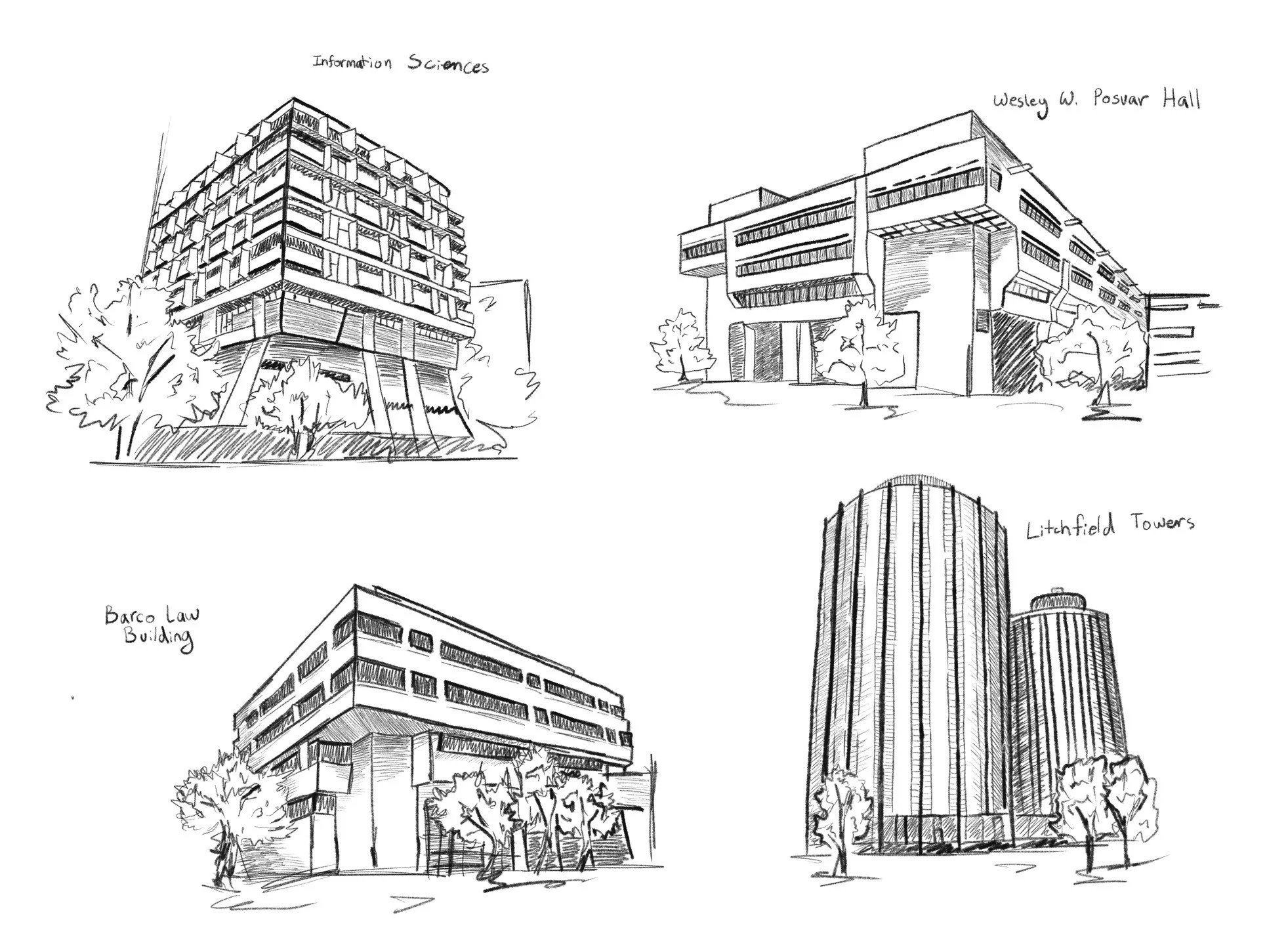 Brutalist architecture on the University of Pittsburgh's campus, illustrated for @deja.magazine 
November 2025
#brutalist #architecturedrawing #universityofpittsburgh