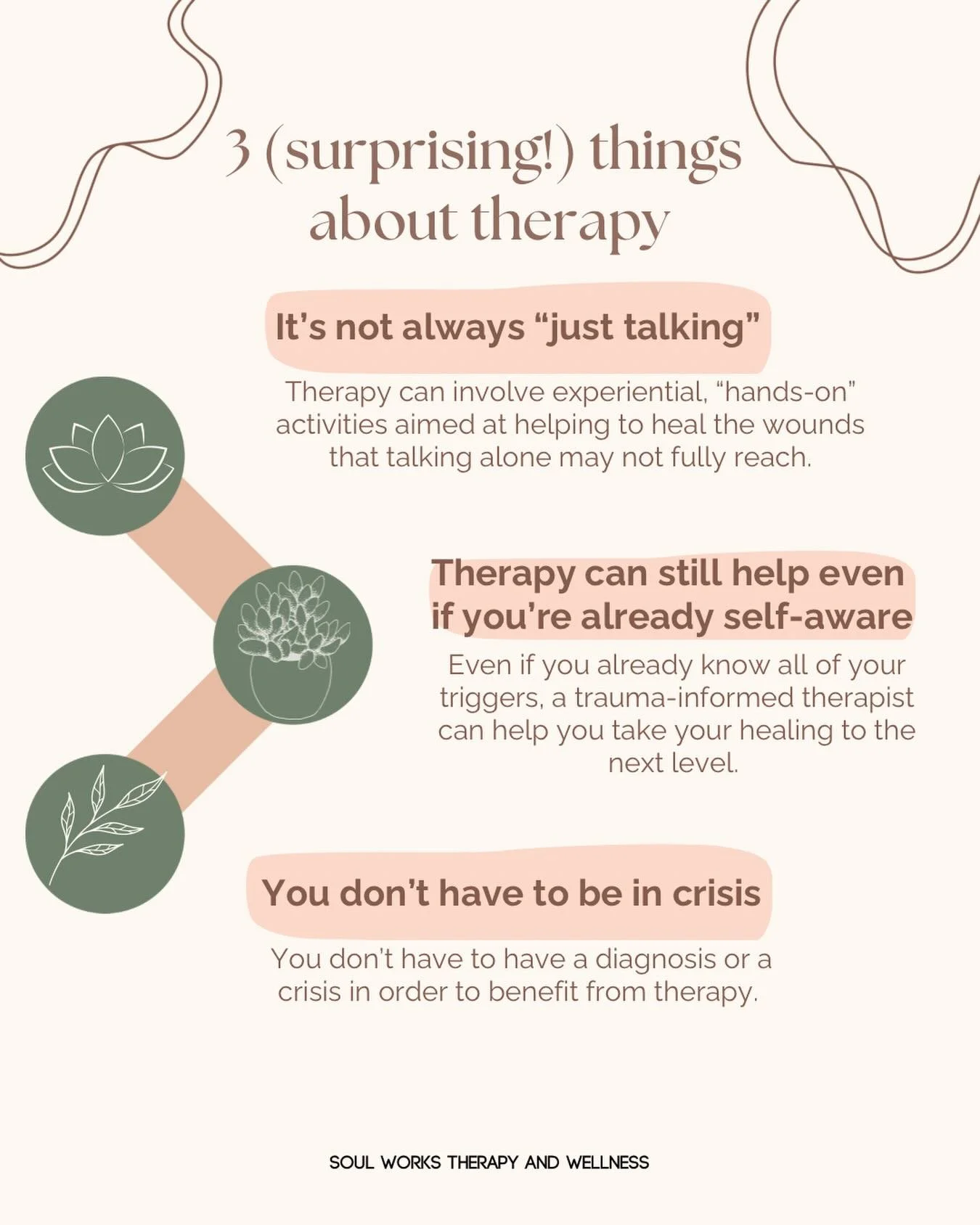 Your therapy experience is as unique as you are 🤍

It can be a space for
✨deeper &ldquo;root cause&rdquo; healing
✨understanding patterns (and changing them!) 
✨processing emotions safely
✨ learning new ways to move through life with more self-trust