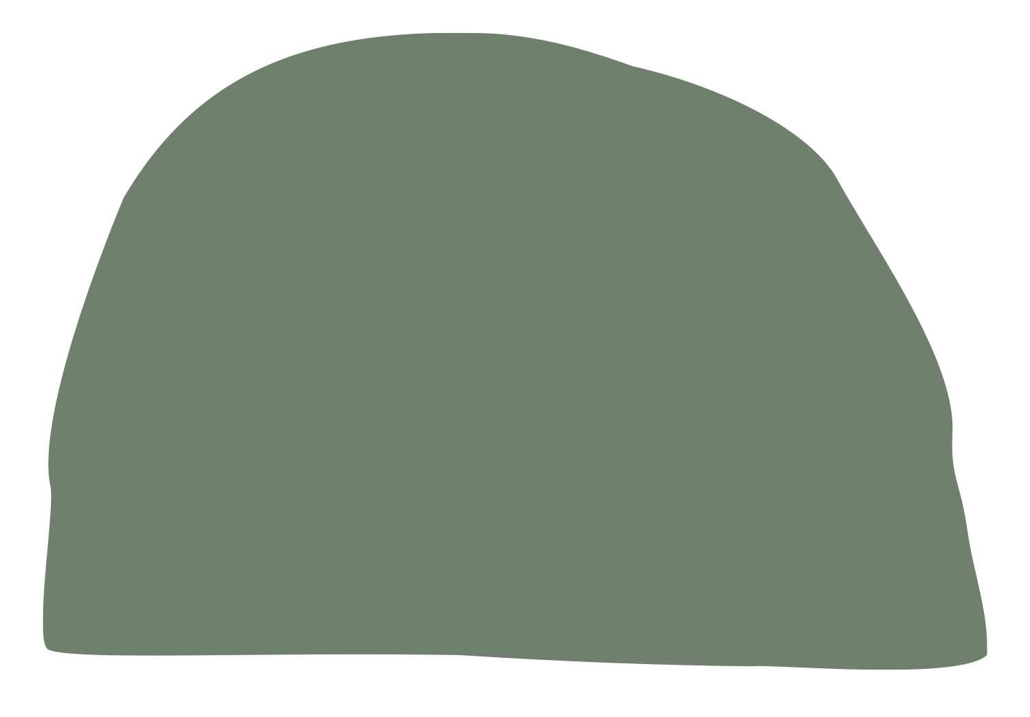 Gray-green tent with rounded top and flat bottom, set against a black background.