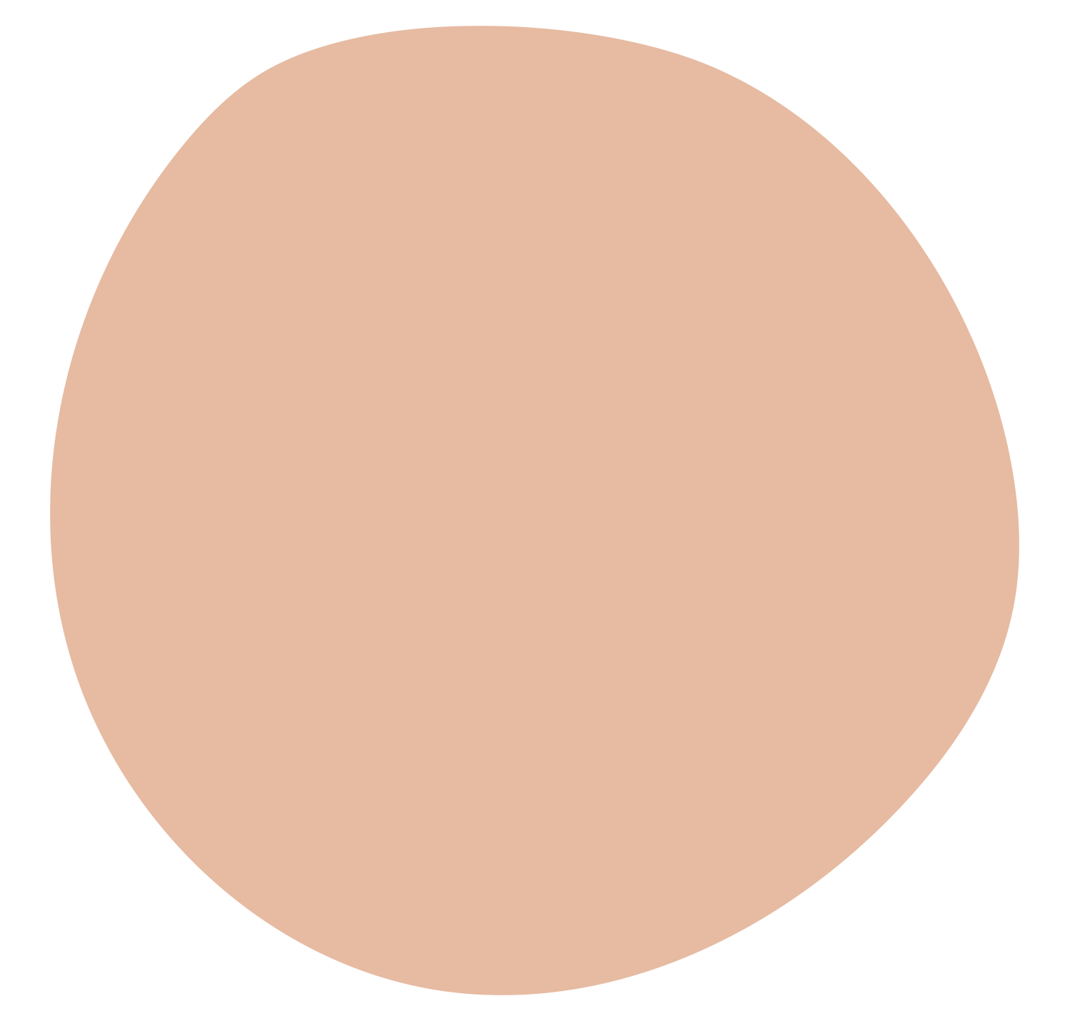 A large, solid, light brown circle on a black background.