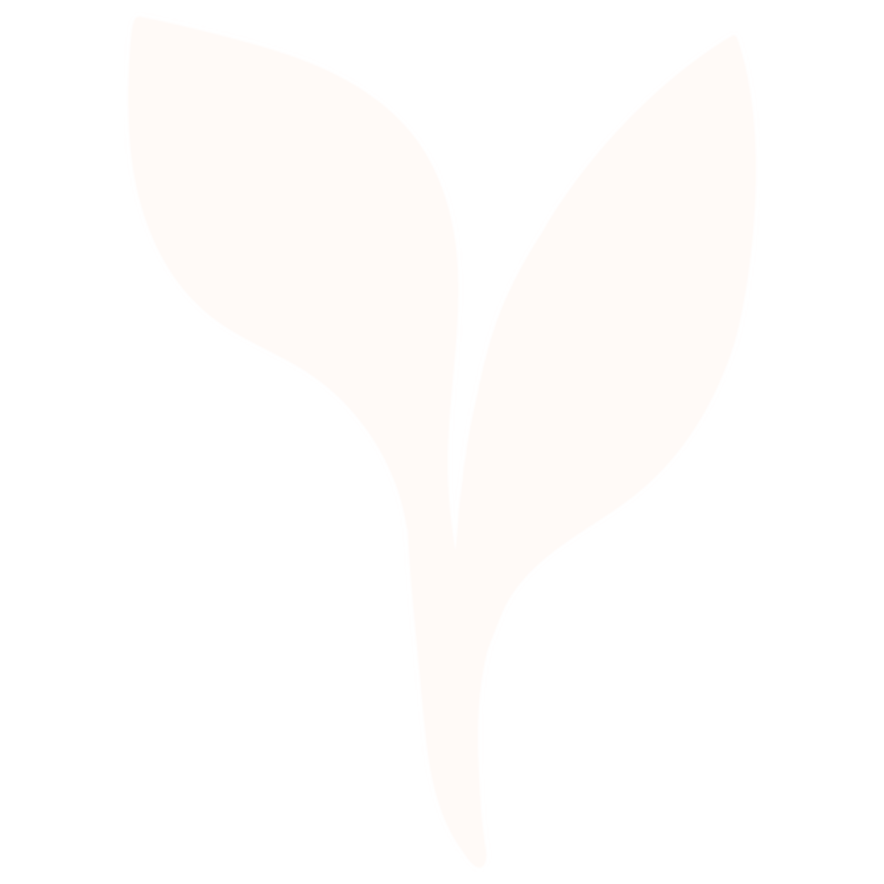 A minimalist black and white illustration of a plant with three leaves, one on each side and one in the center.
