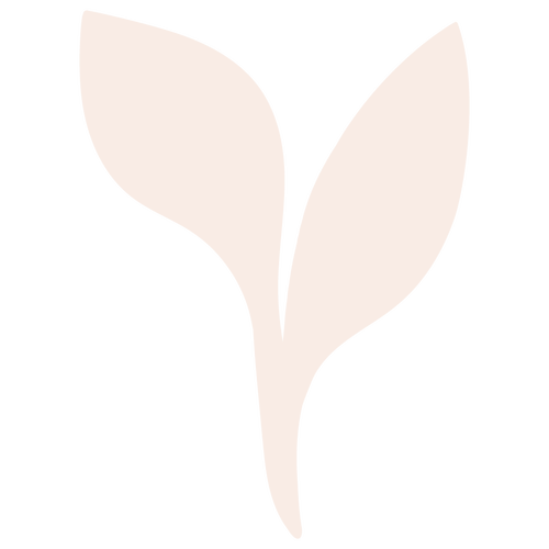 A simple, stylized illustration of a two-leaf plant or sprout against a black background.