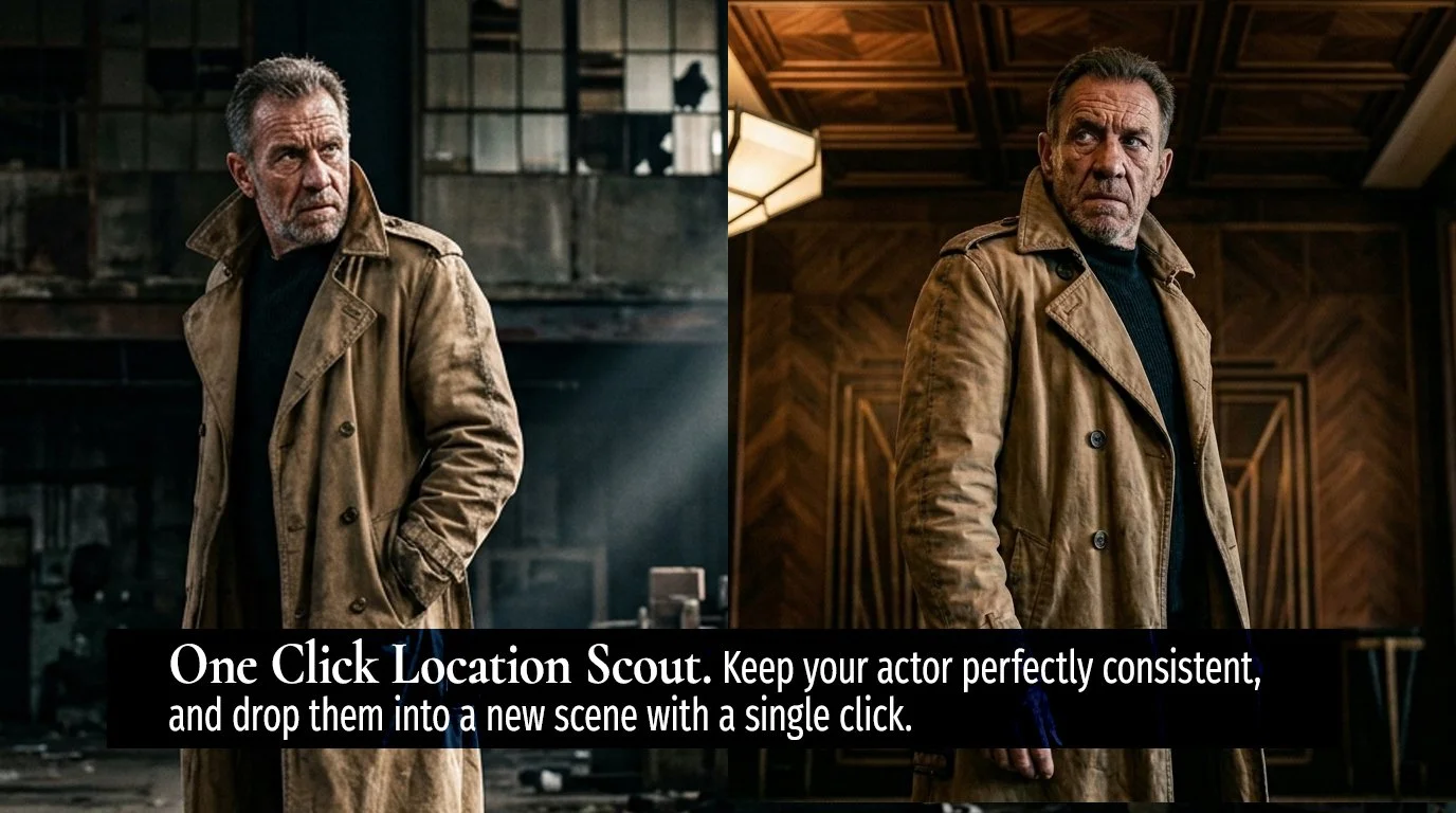 One Click Location Scout-Keep your actor perfectly consistent and drop them into a new scene with a single click.