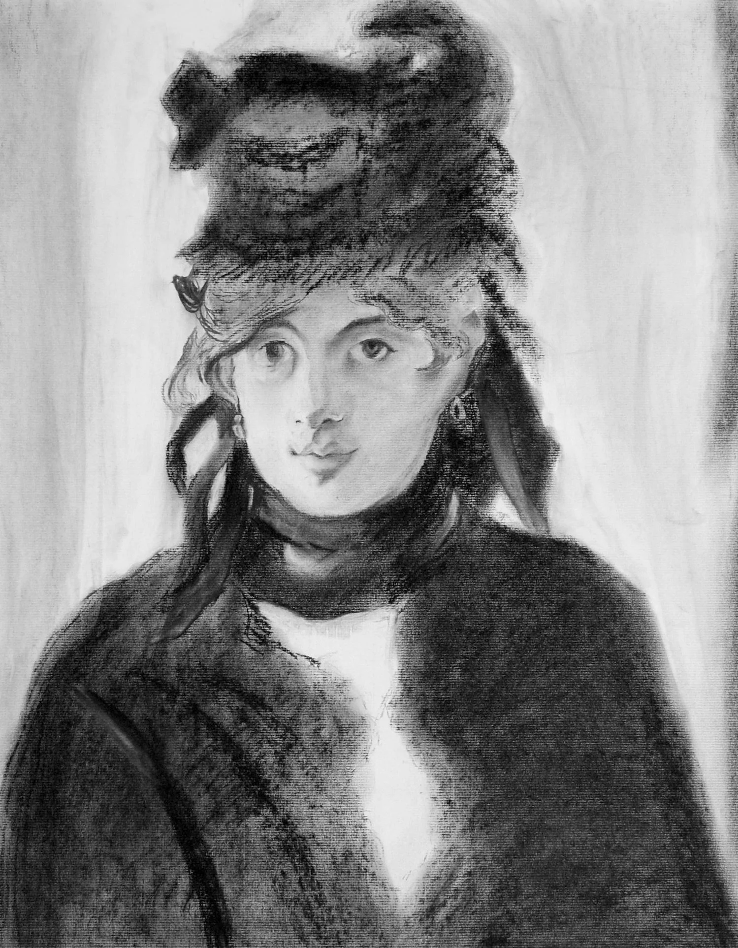 Copy of Manet’s “Berthe Morisot with a Bouquet of Violets," c. 1872, Charcoal on Paper, 2023