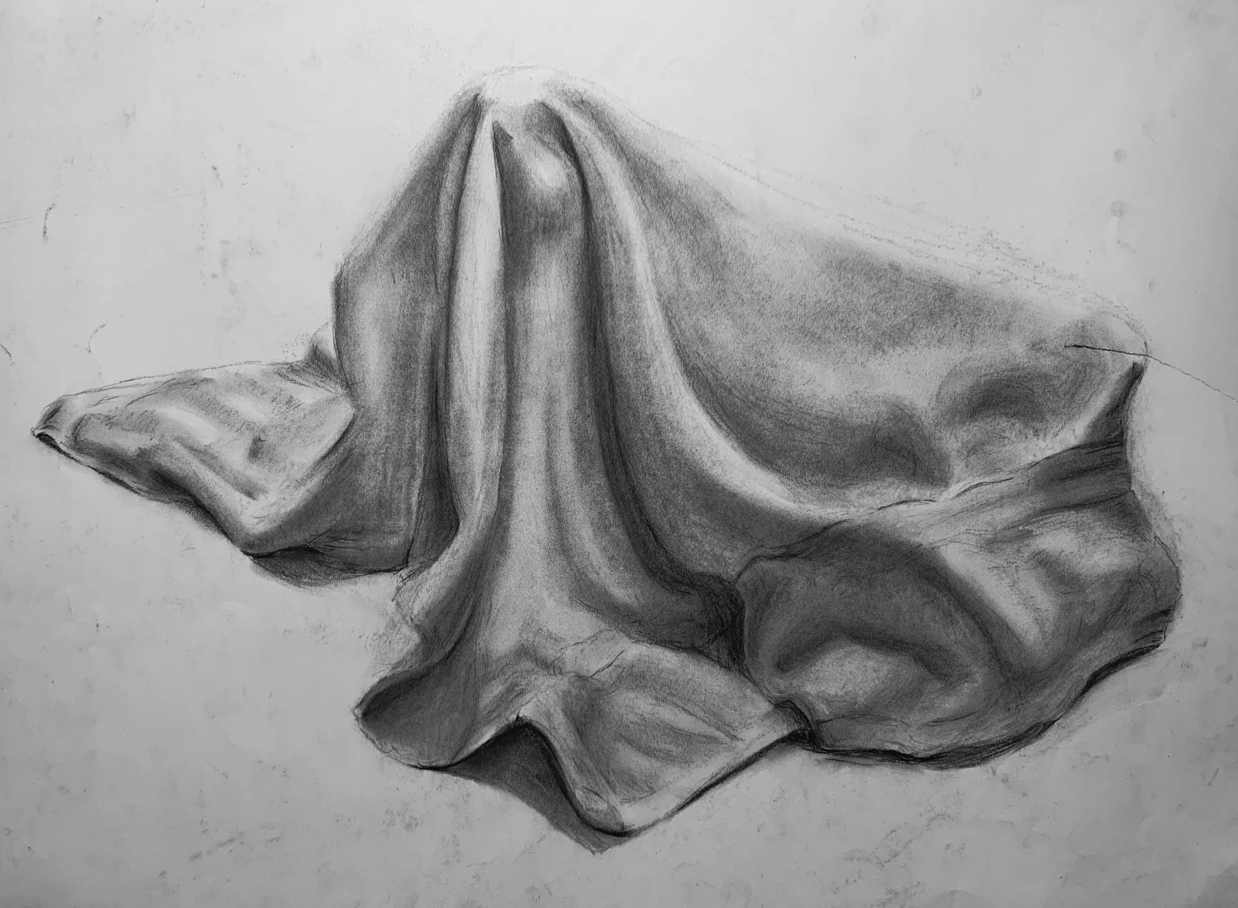 Drapery Study, Charcoal on Paper, 2023