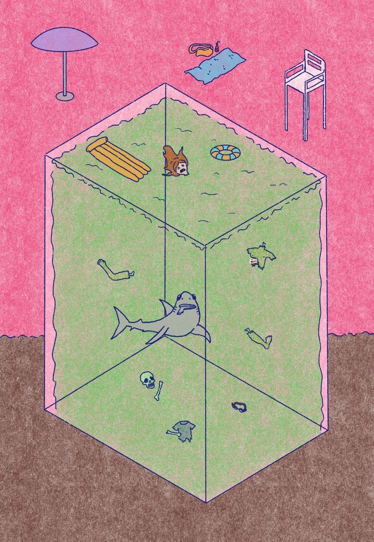 An illustration based on a concept originally from a class assignment in 2022. 11” x 17” Digital Illustration, Personal project. Year: 2024