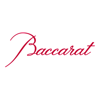 Logo de la marque Baccarat avec texte stylisé en rose