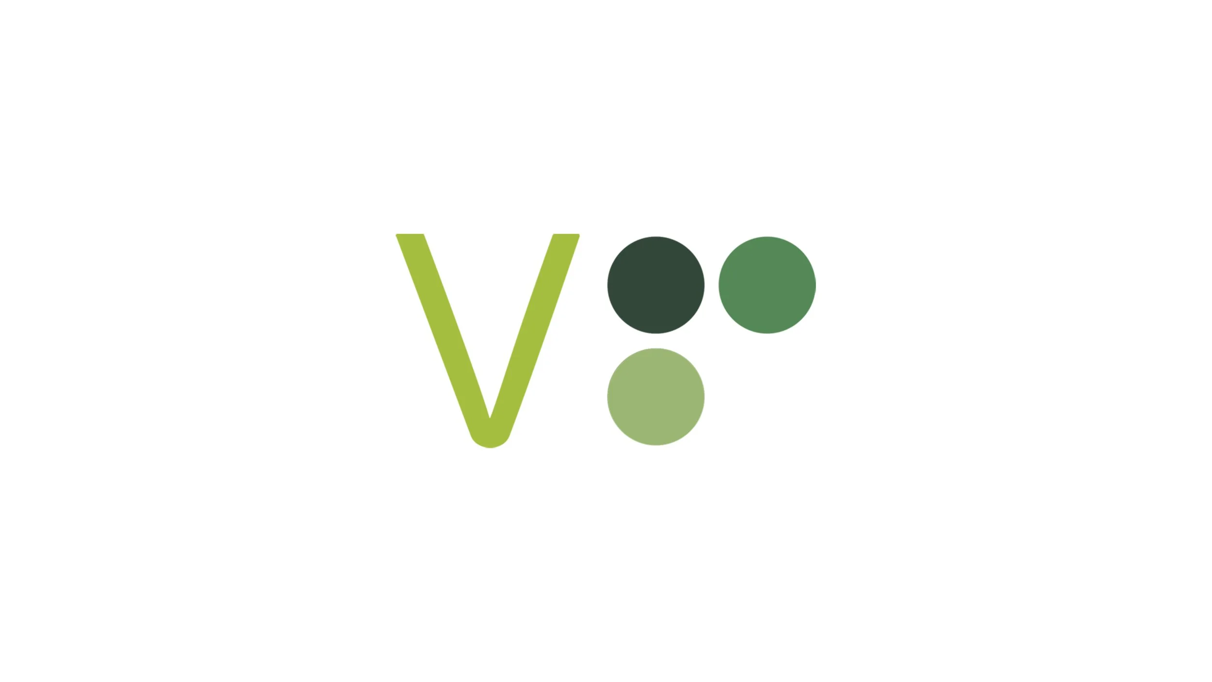 Logo with the letter 'V' in lime green followed by three circles in dark green, olive green, and green, forming a stylized 'Vo'.