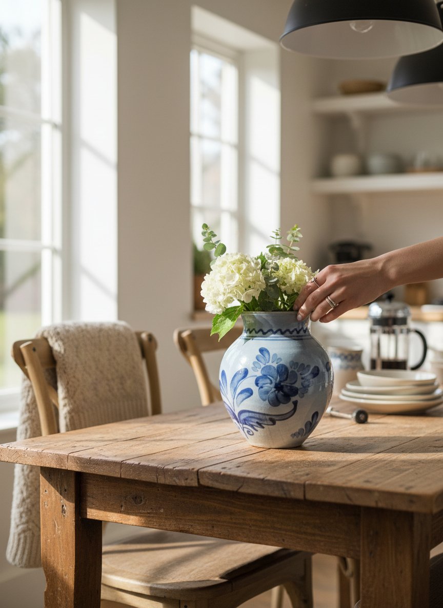 Ваза синя з квітами