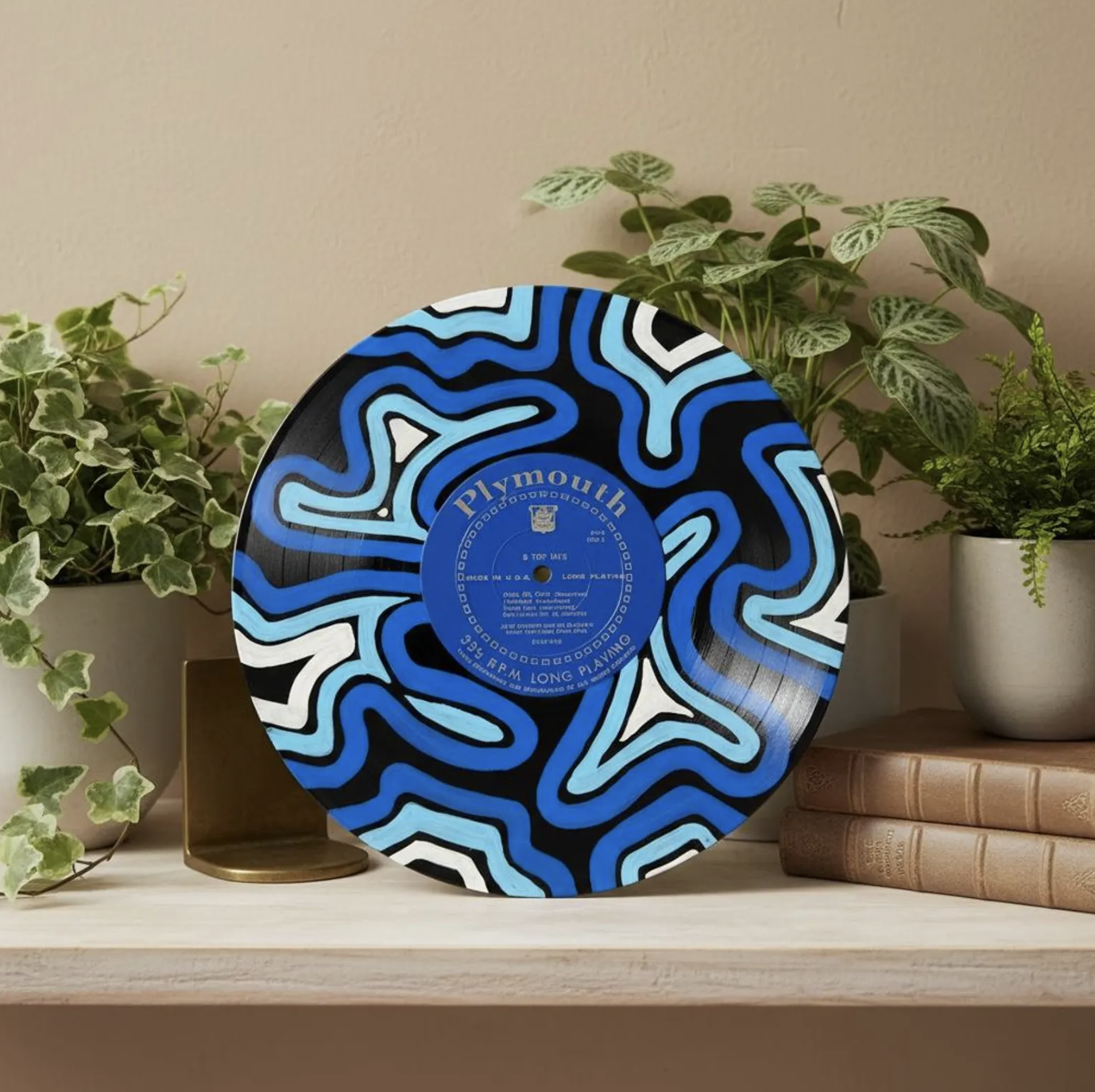 Hand Painted Abstract Vinyl Record Art – Hand-Painted 10x10” Wall Decor