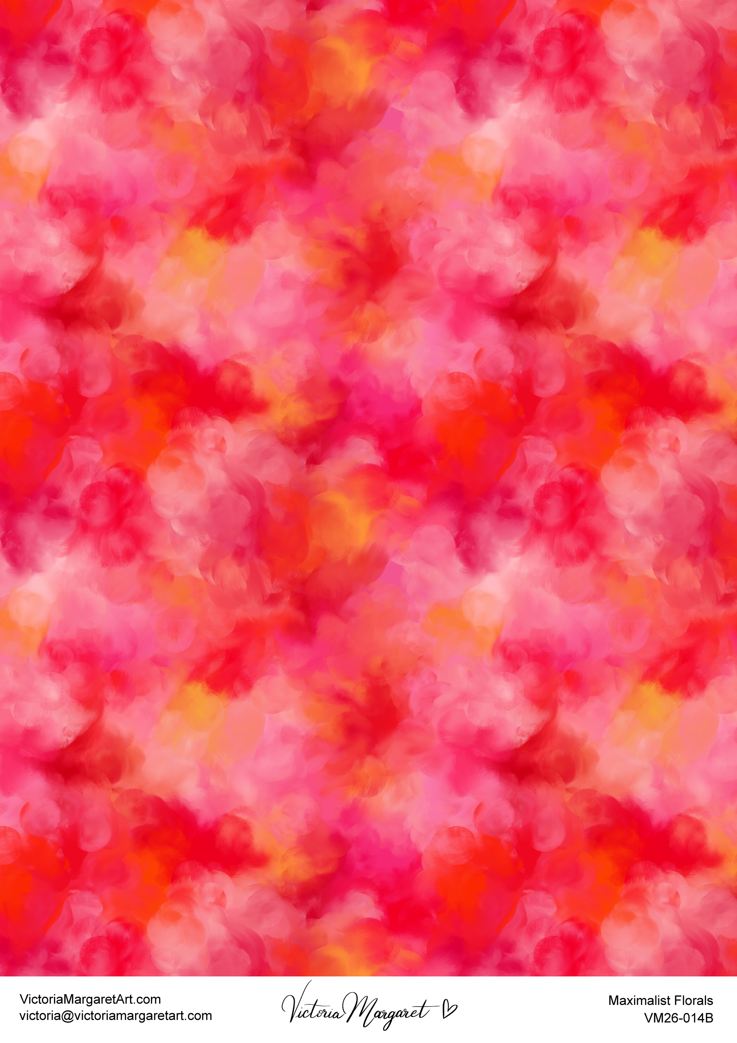 Abstract background with pink, red, orange, and yellow painterly blobs.