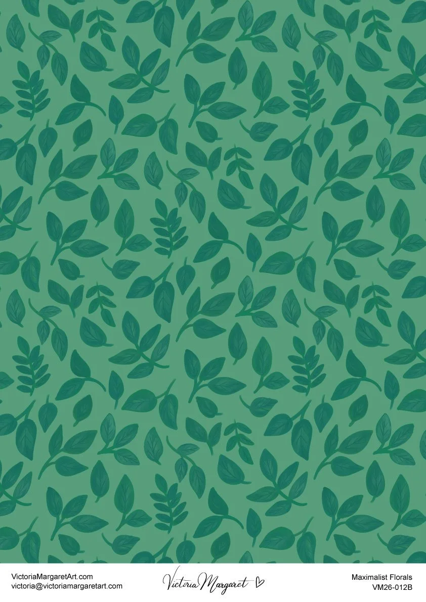 A pattern of green leaves on a lighter green background.