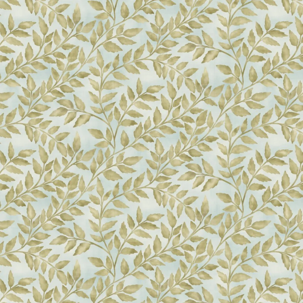 Pattern of beige leafy branches on a light background.