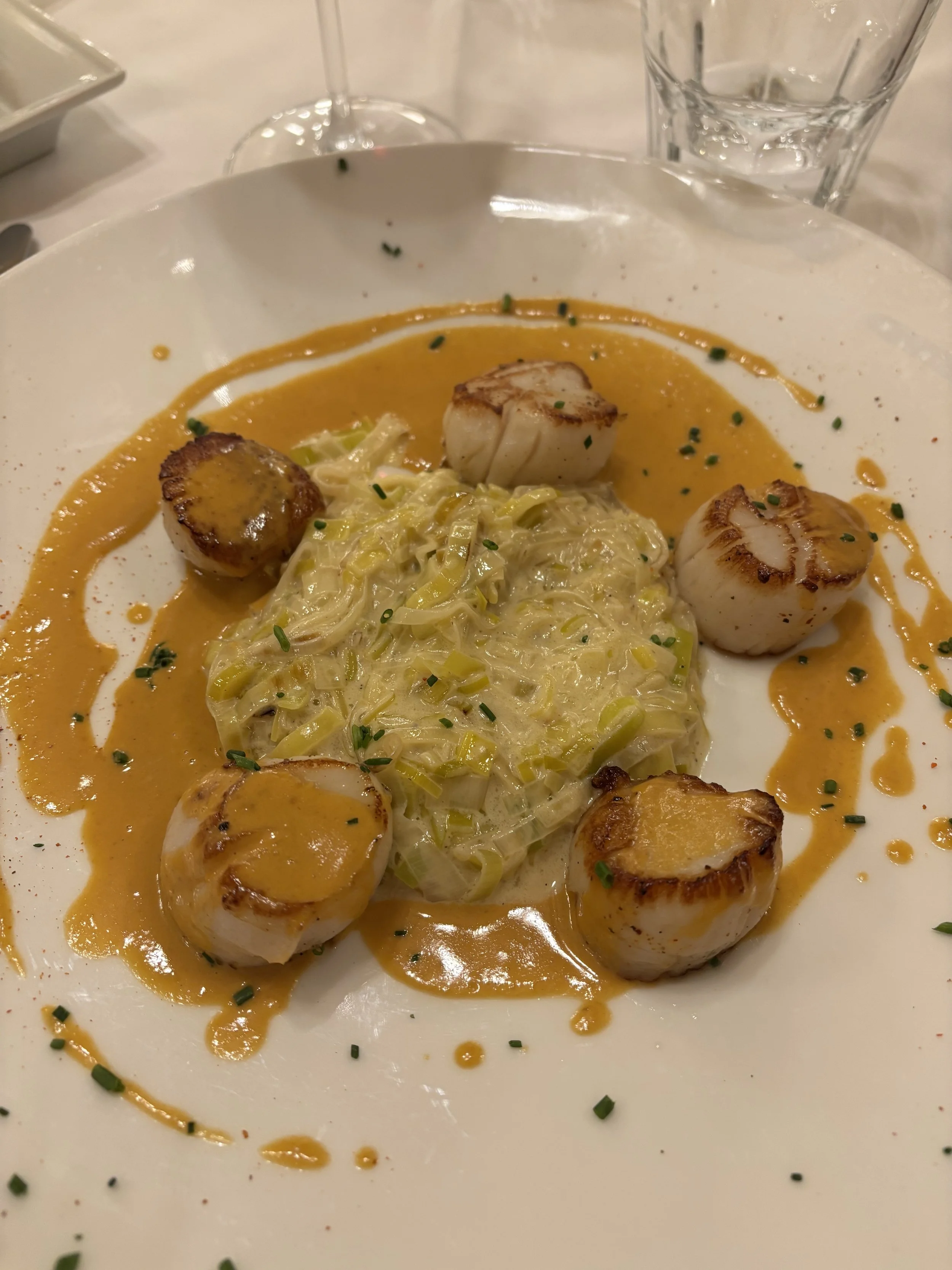 Special dinner before class starts! Mmm scallops