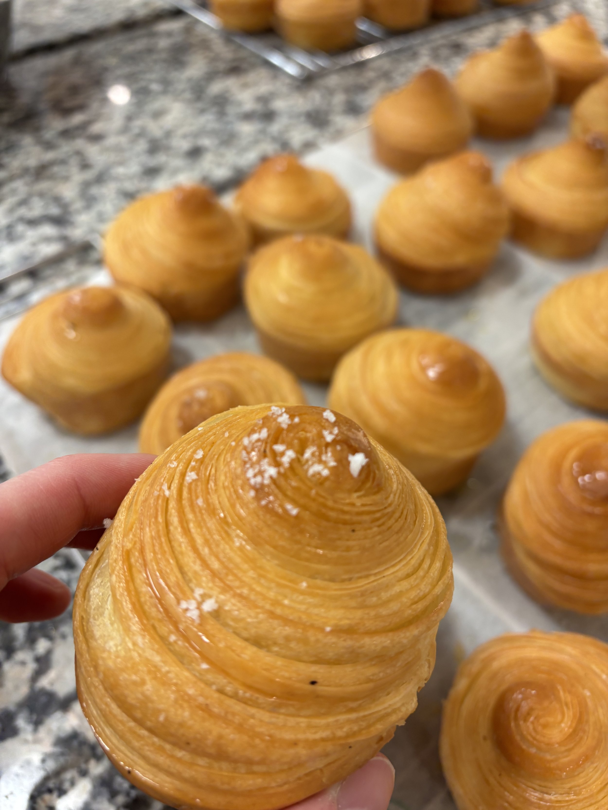Brioche laminated with butter and rolled into a cruffin shape... UGH yummy
