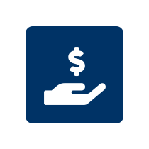 Icon of a hand holding a dollar sign.