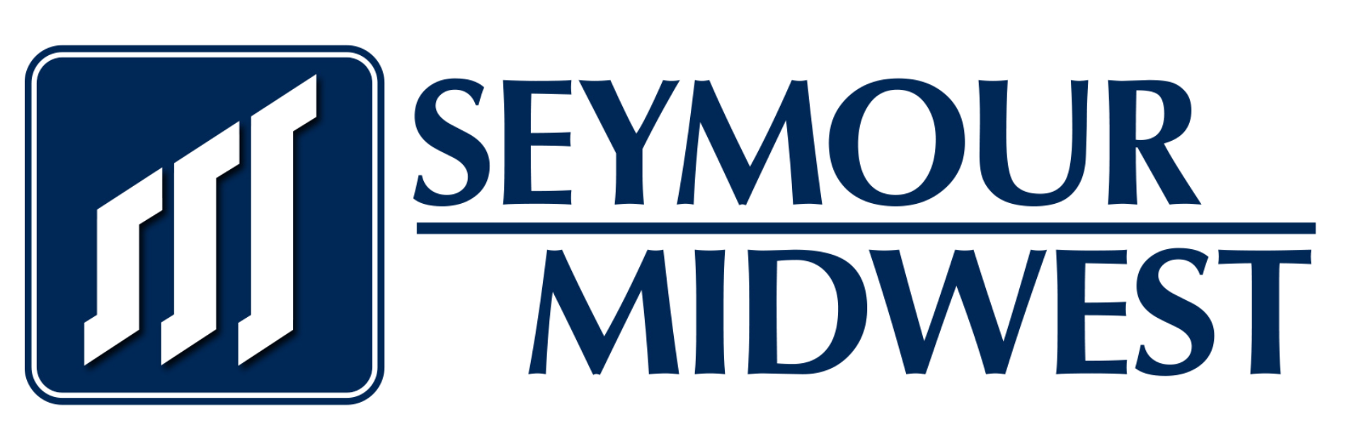 Seymour Midwest logo with three upward arrows inside a square on the left and the company name in blue text on the right.