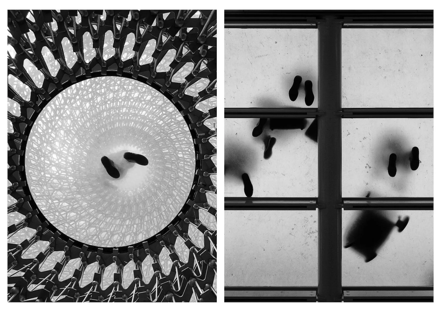 Black and white photographs taken in London by Donna Lancia and displayed in a diptych to show loneliness and solitude leaving the viewer to decide which one is loneliness and   which is solitude. 