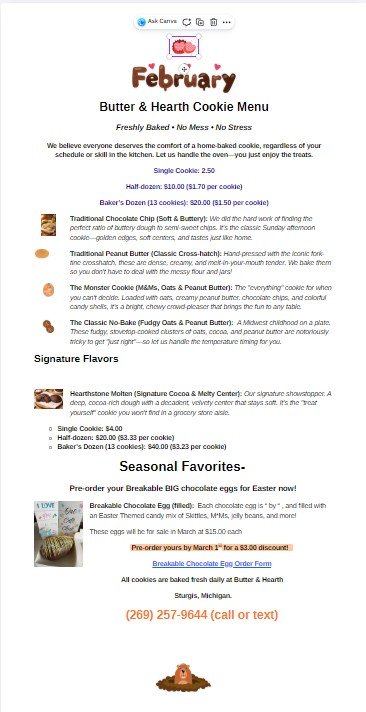 This week's Cookie Menu!