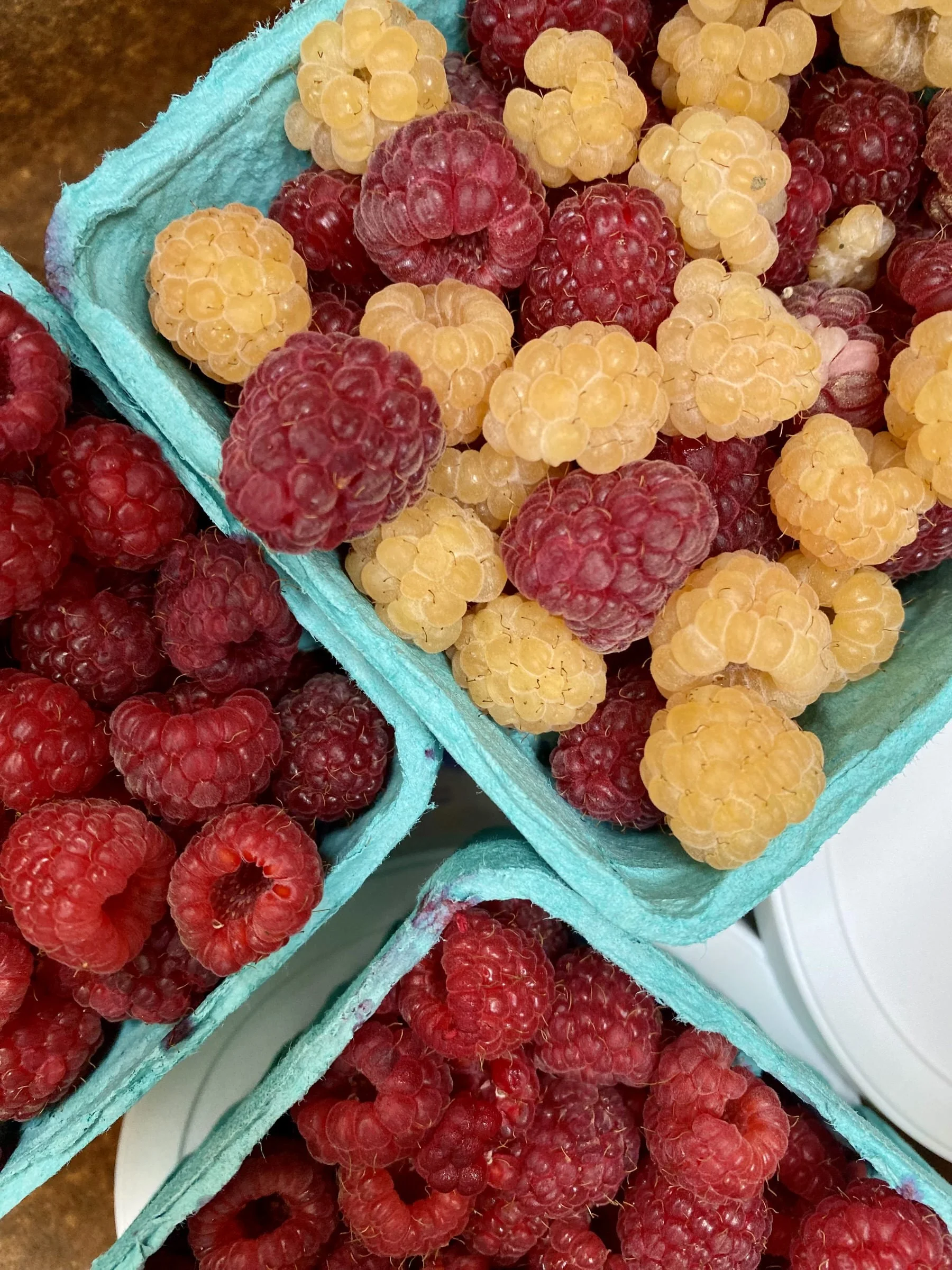 White raspberries and red raspberries