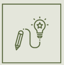 Illustration of a pencil connecting to a light bulb with a star inside, symbolizing ideas and creativity.