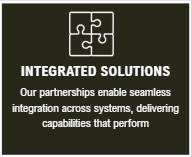 Logo with puzzle piece design and the words 'Integrated Solutions' along with a slogan about enabling seamless system integration.