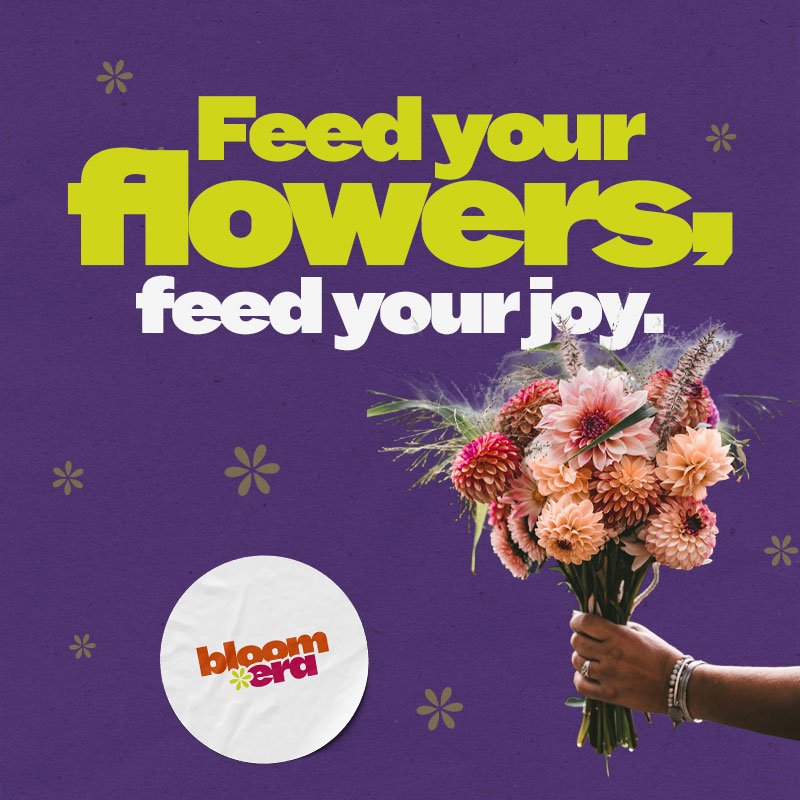 Campaign poster created for the Bloom Loudly brand identity, featuring bold typography, floral photography and expressive branding.