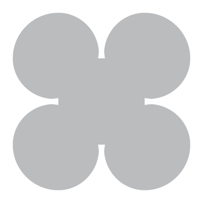 Silhouette of a four-leaf clover with rounded leaves.