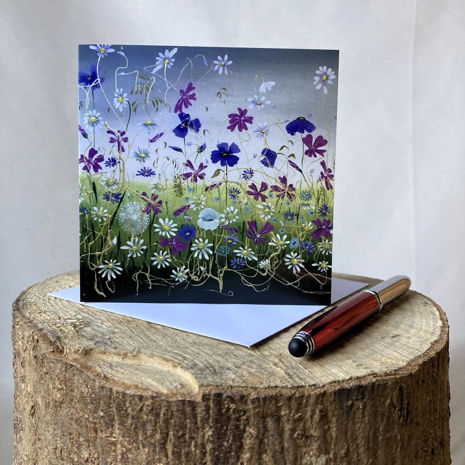 greetings card showing floral meadow