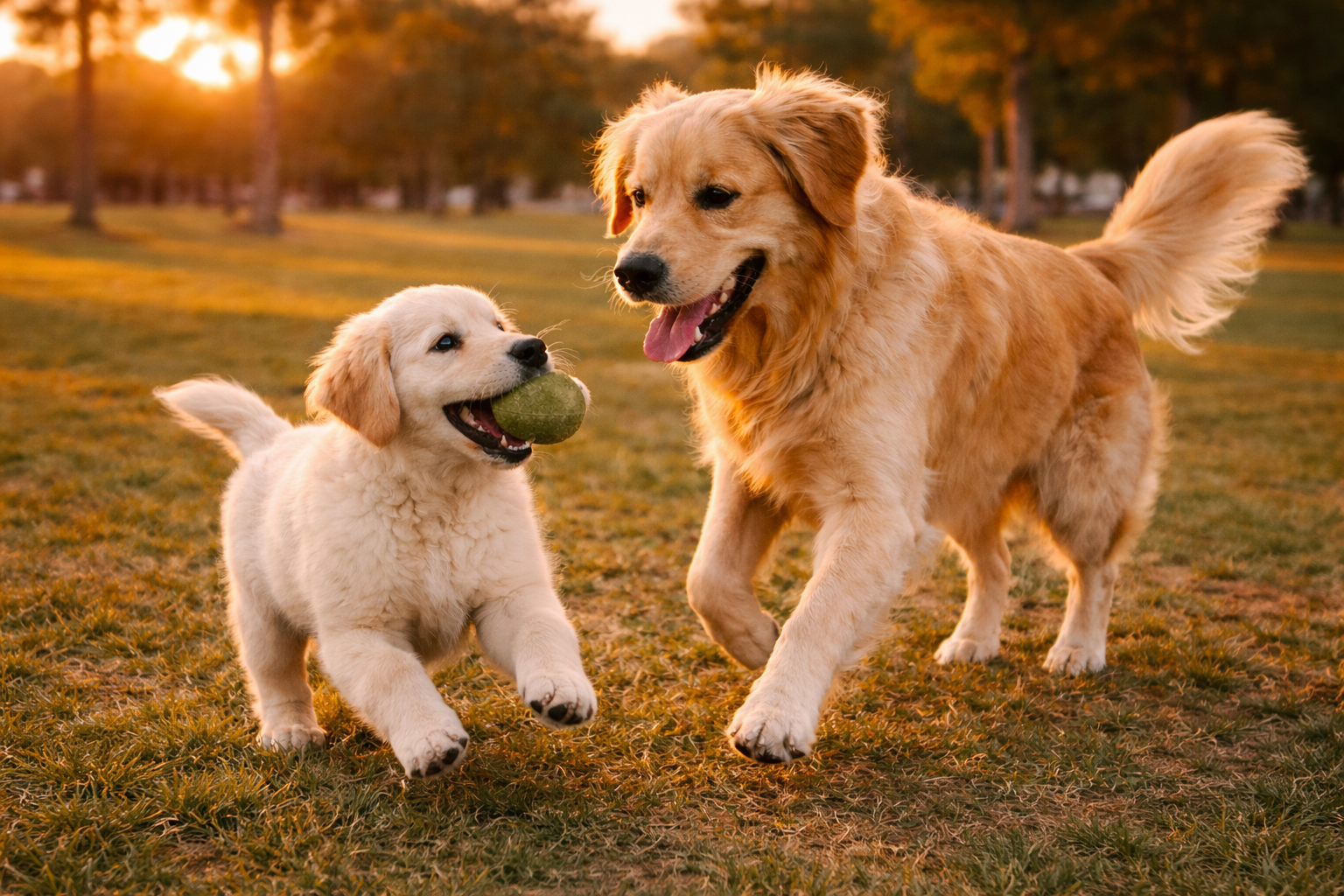 "Bear" Golden Retriever, Pup and Adult