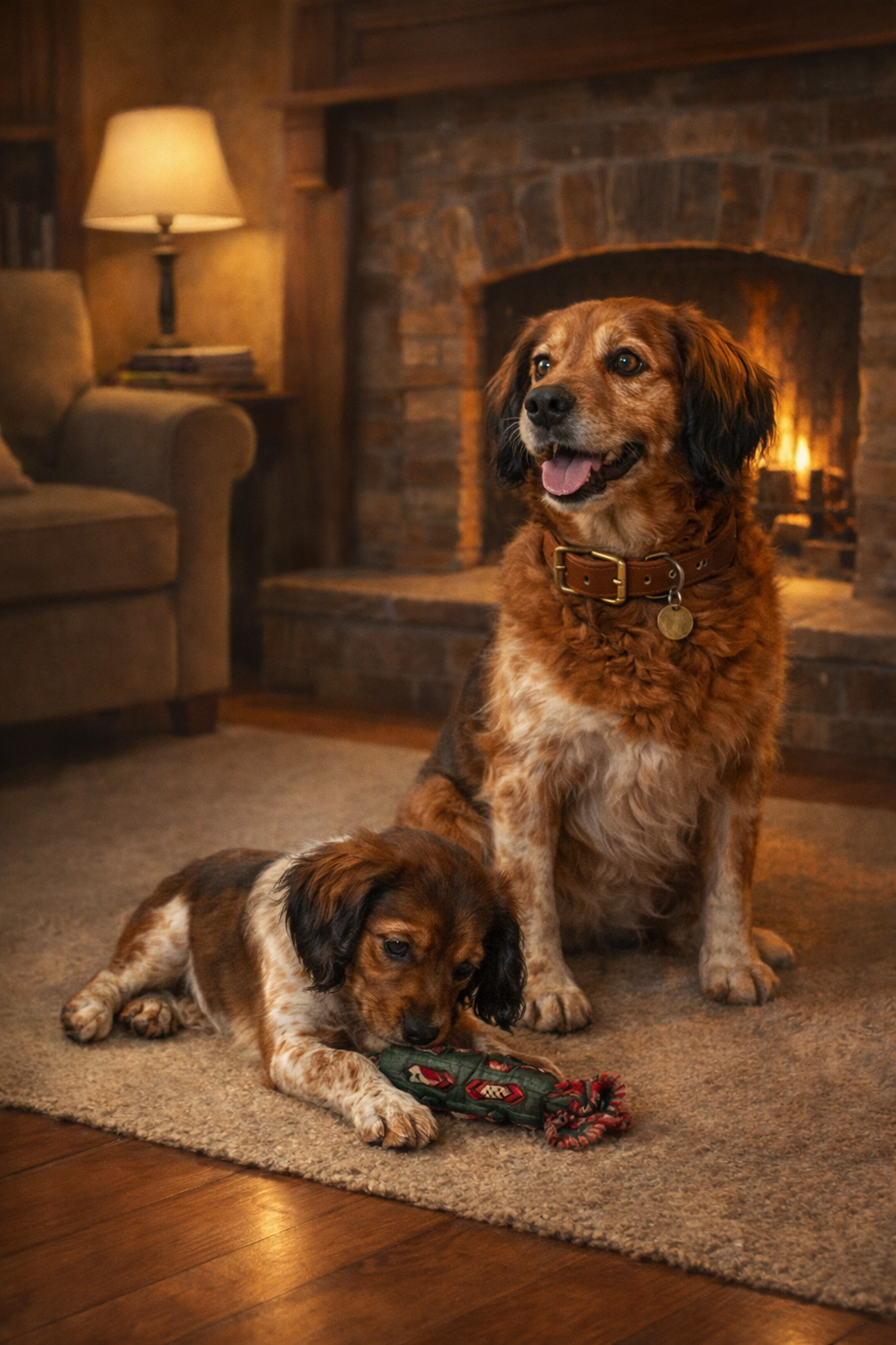 "Harley" French Brittany Pup and Adult